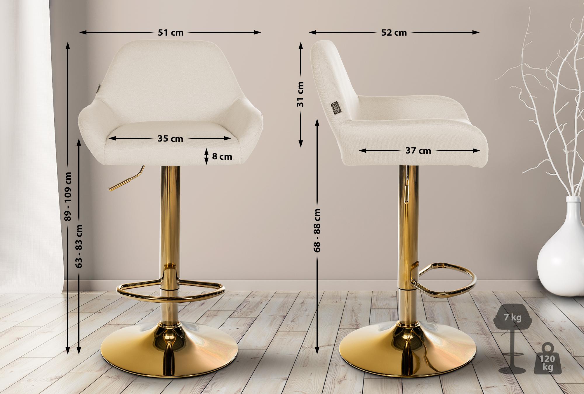 Sgabello da bar in tessuto Braga Gold