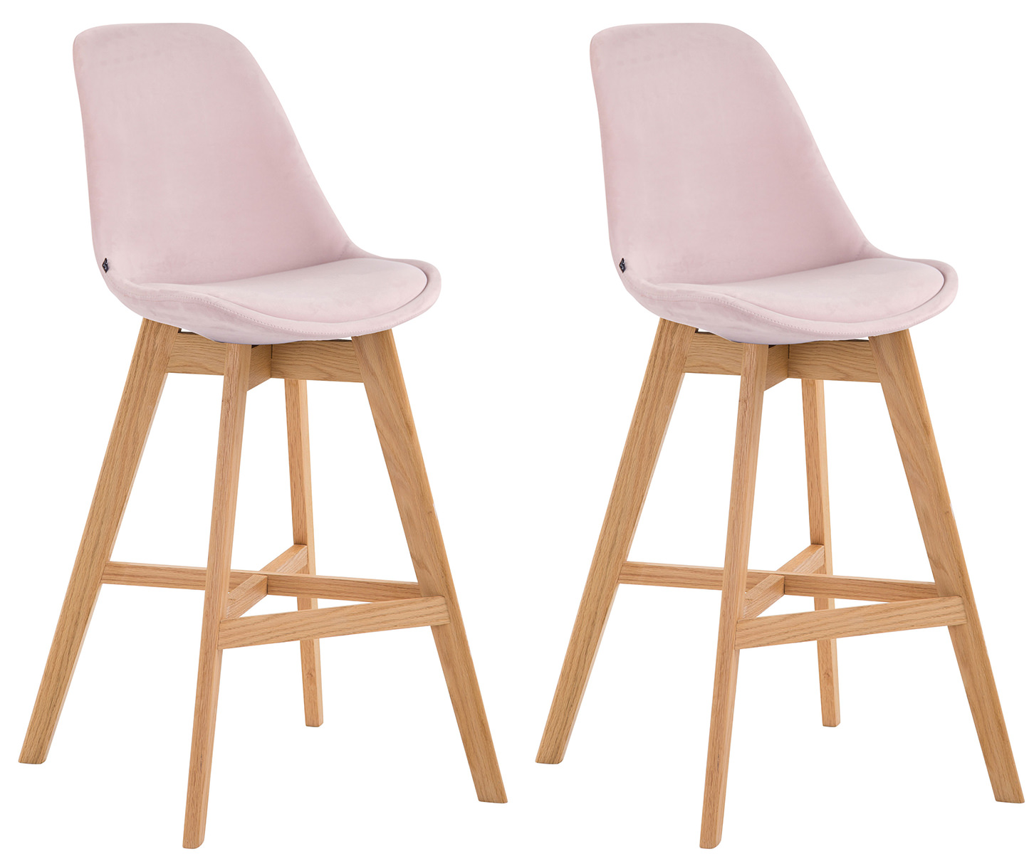 Set 2 Sgabelli Cucina Cannes In Velluto E Legno