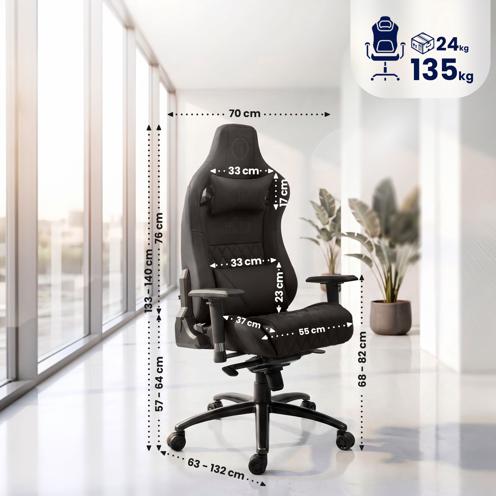 Sedia da ufficio Keren in pelle vera