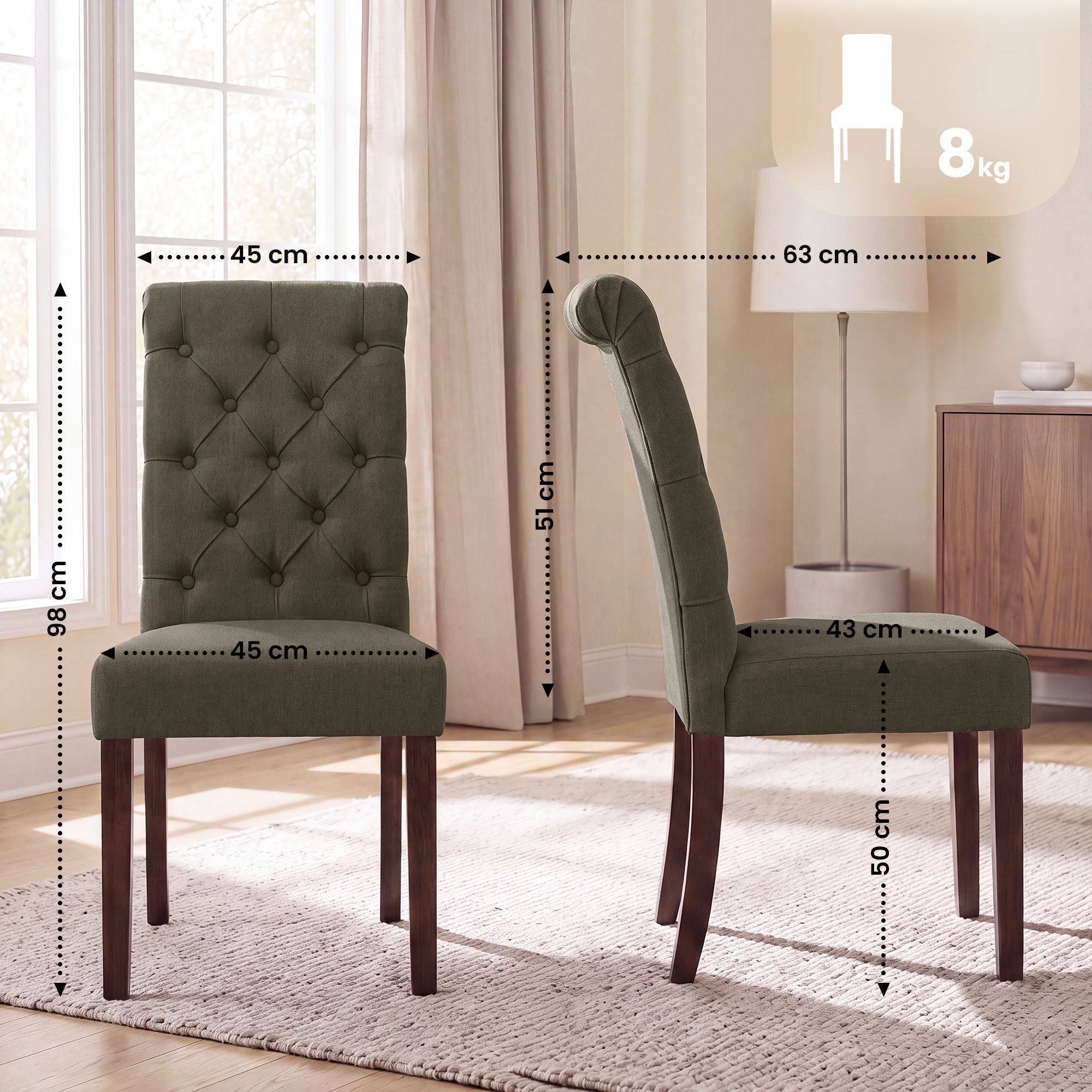 Sedia da cucina Lisburn design Chesterfield