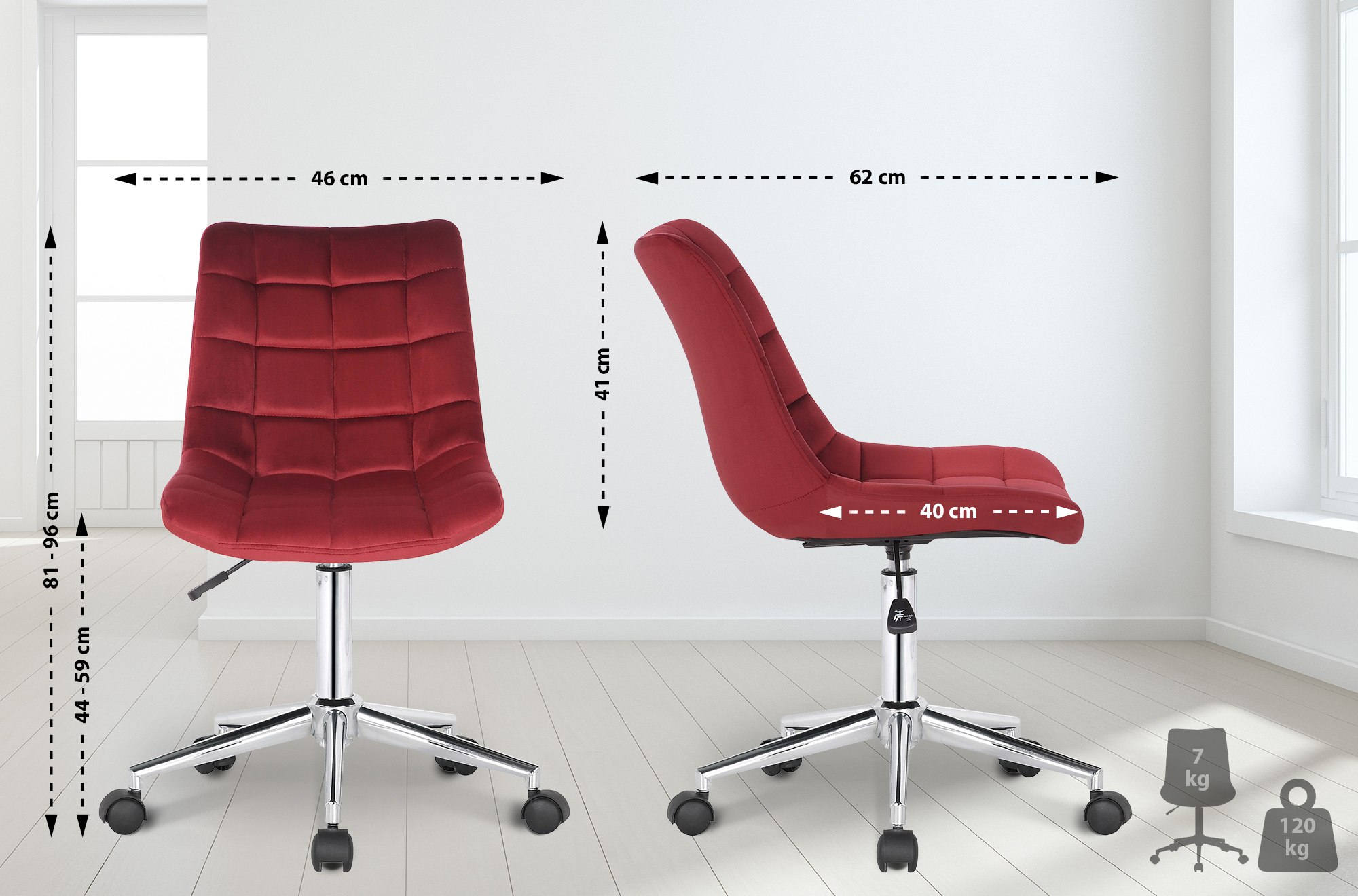 Sedia da ufficio Medford in velluto