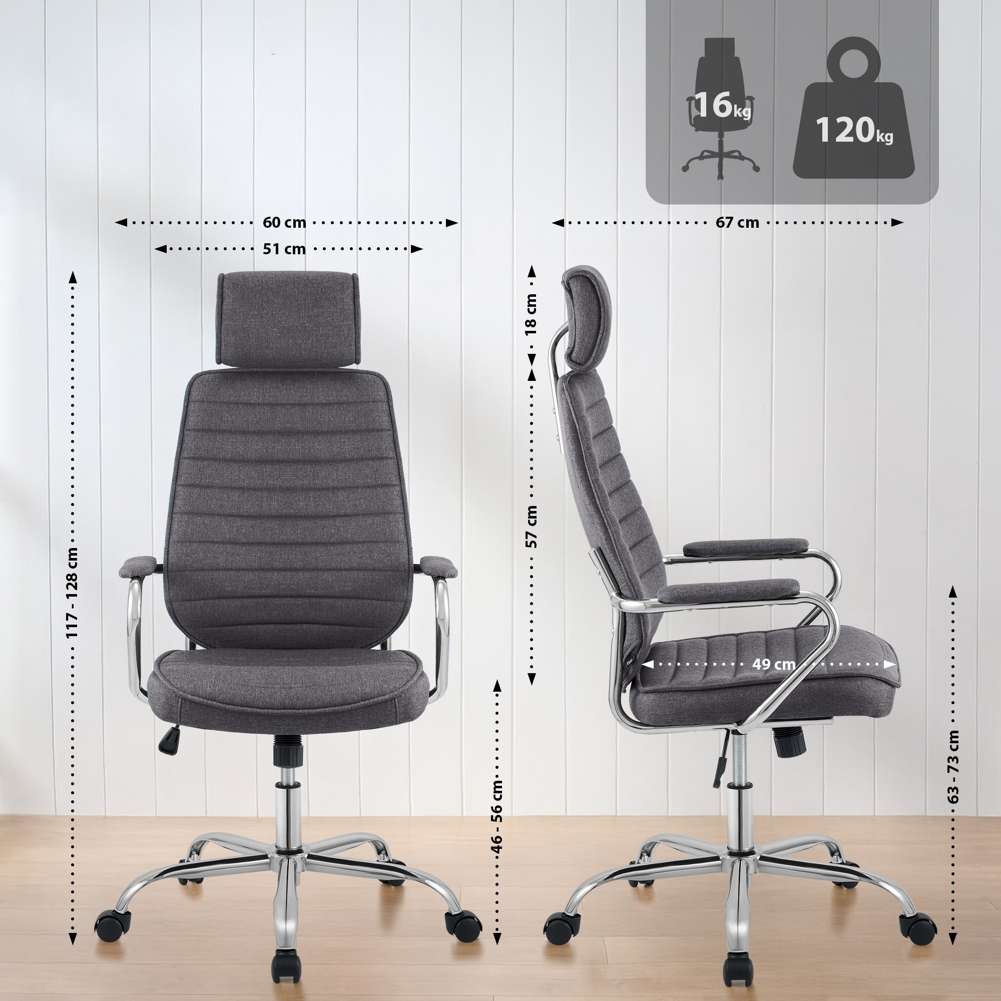 Sedia da Ufficio Rako in Tessuto