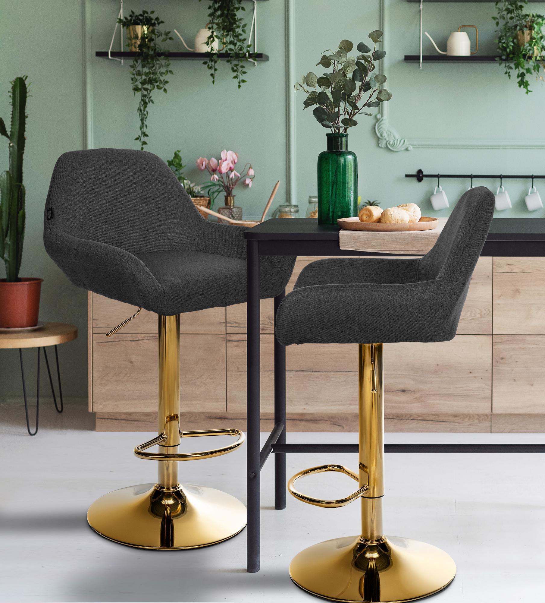 Set di 2 sgabelli da bar in tessuto Braga Gold