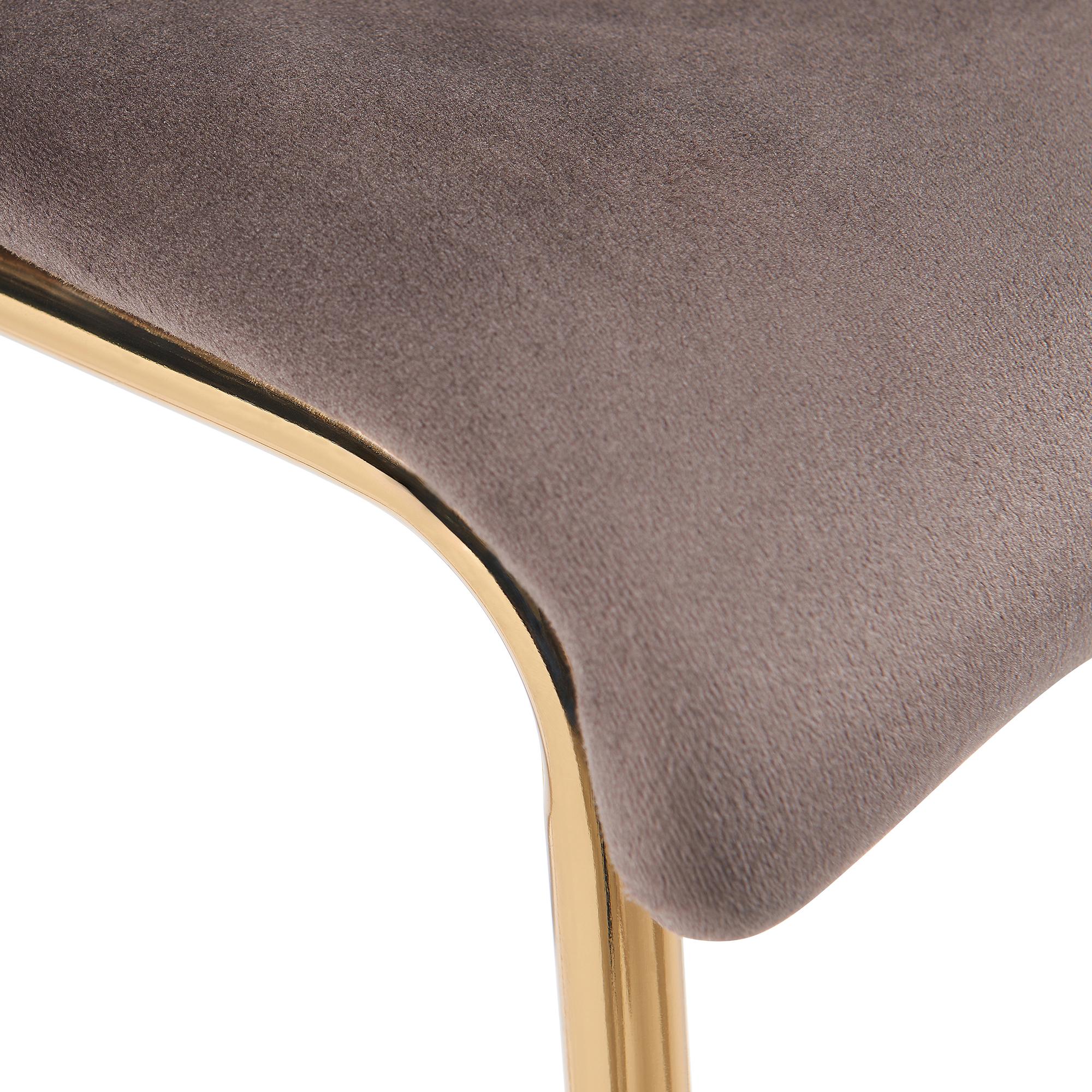 Sgabello da bar Hoover in velluto con struttura a quattro gambe oro