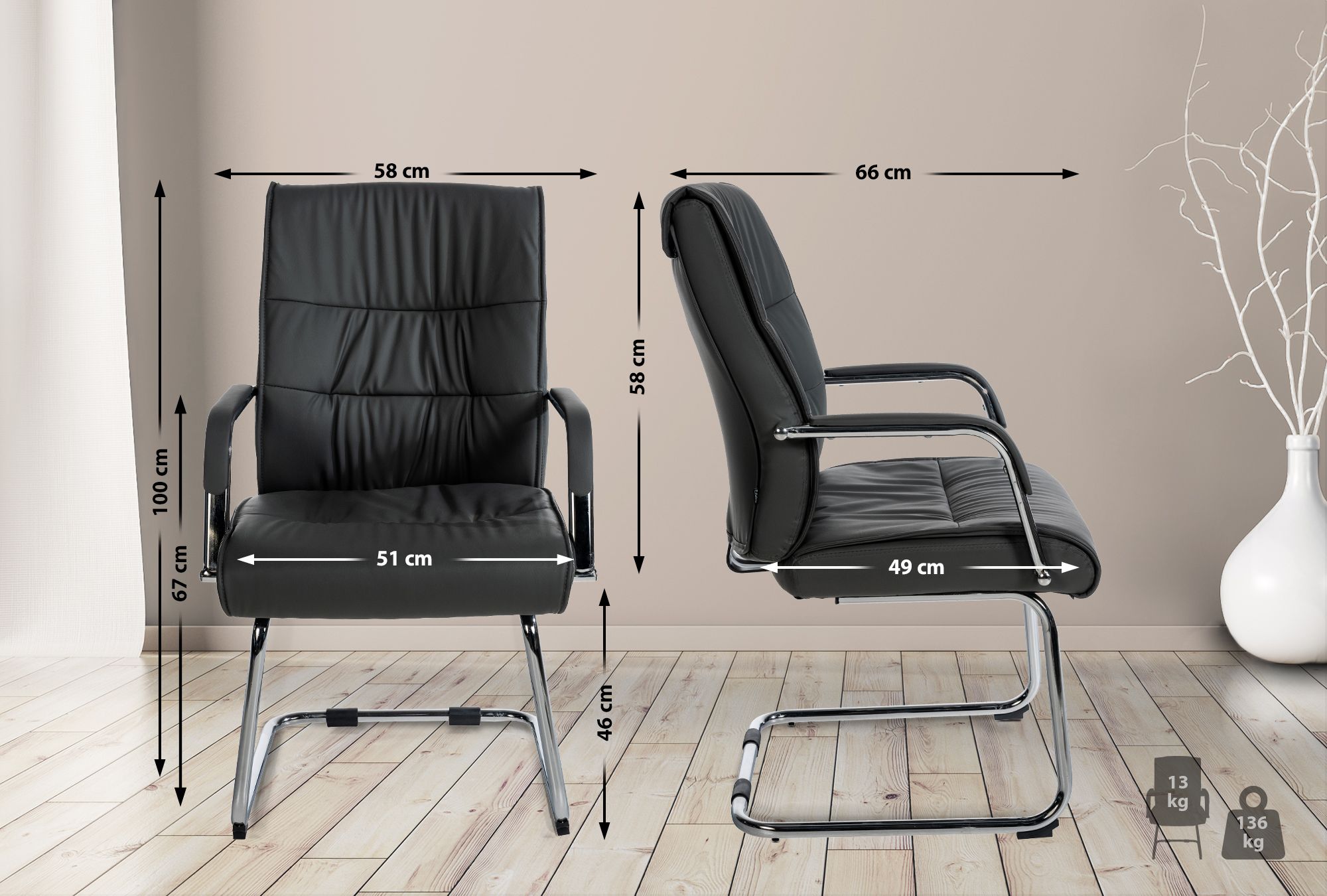 Sedia Sievert in similpelle