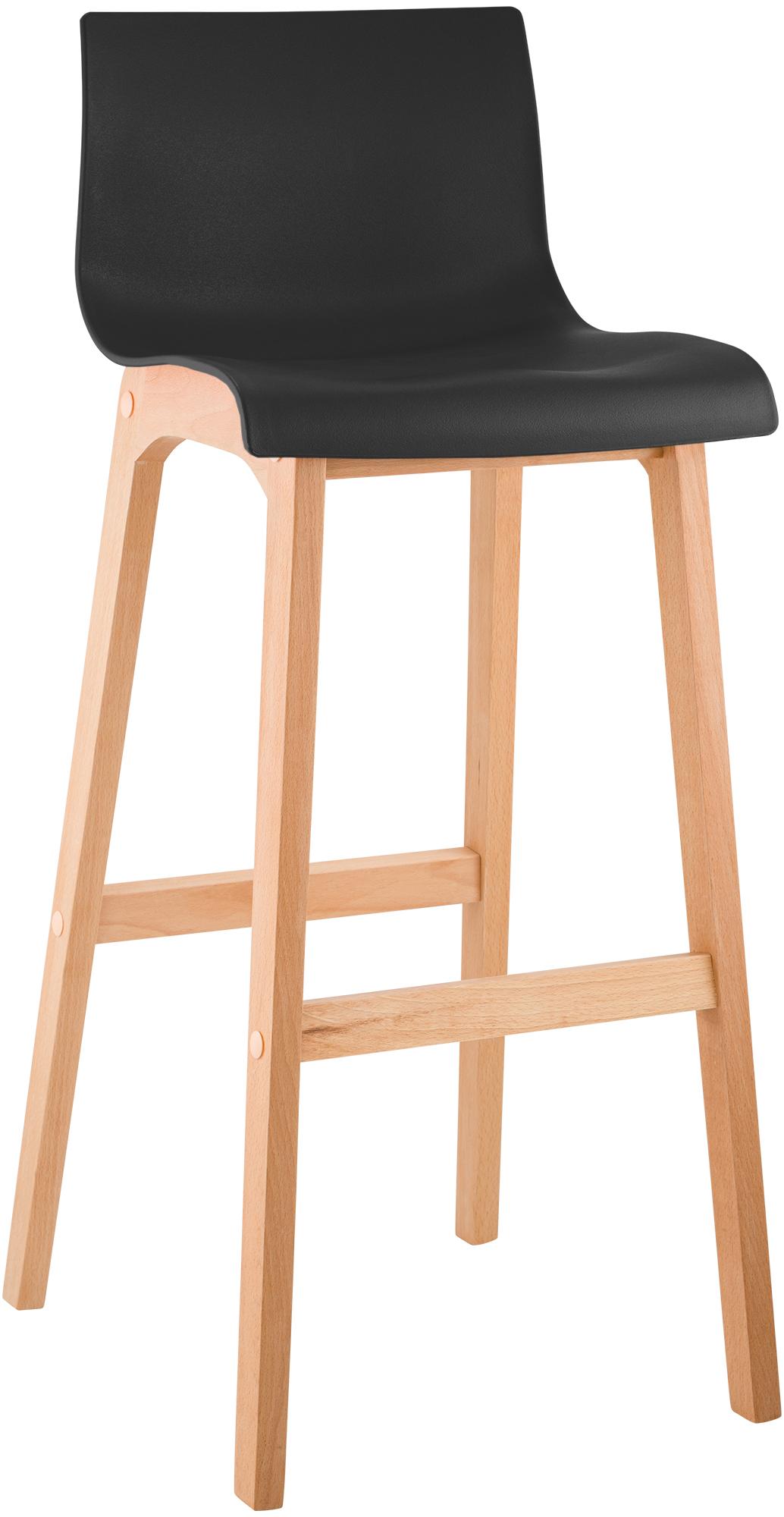 Sgabello da Bar Hover con Seduta in Plastica e Telaio in Legno Natura