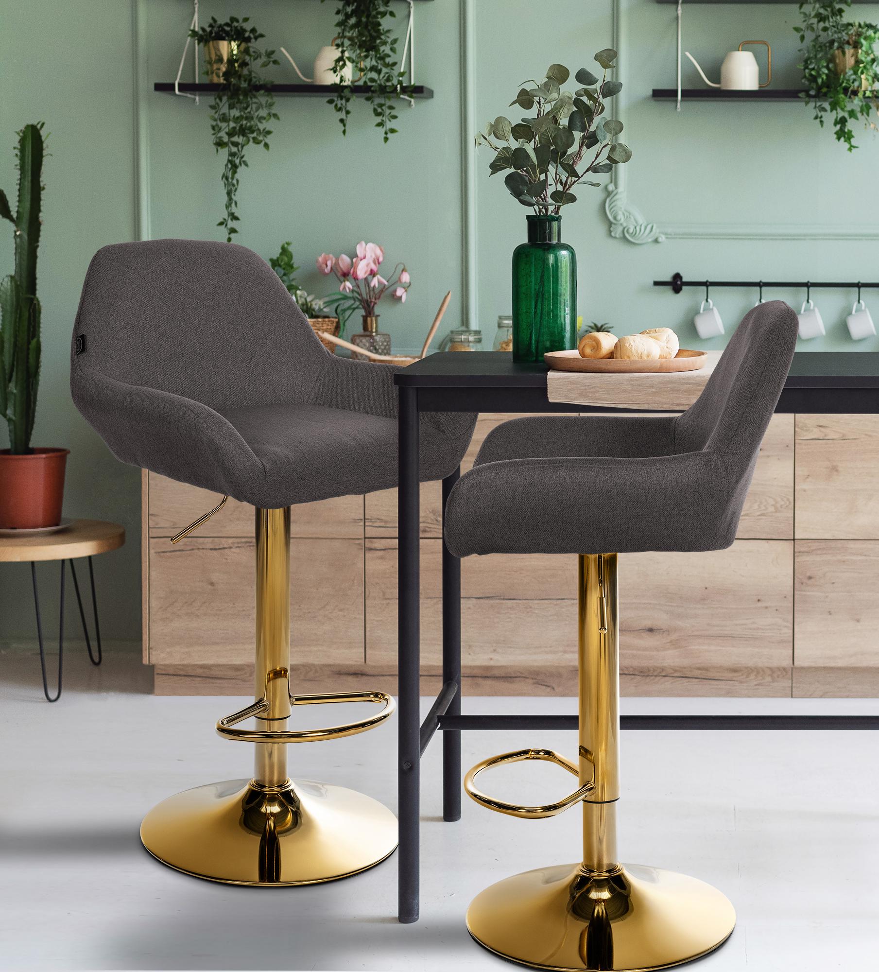Set di 2 sgabelli da bar in tessuto Braga Gold