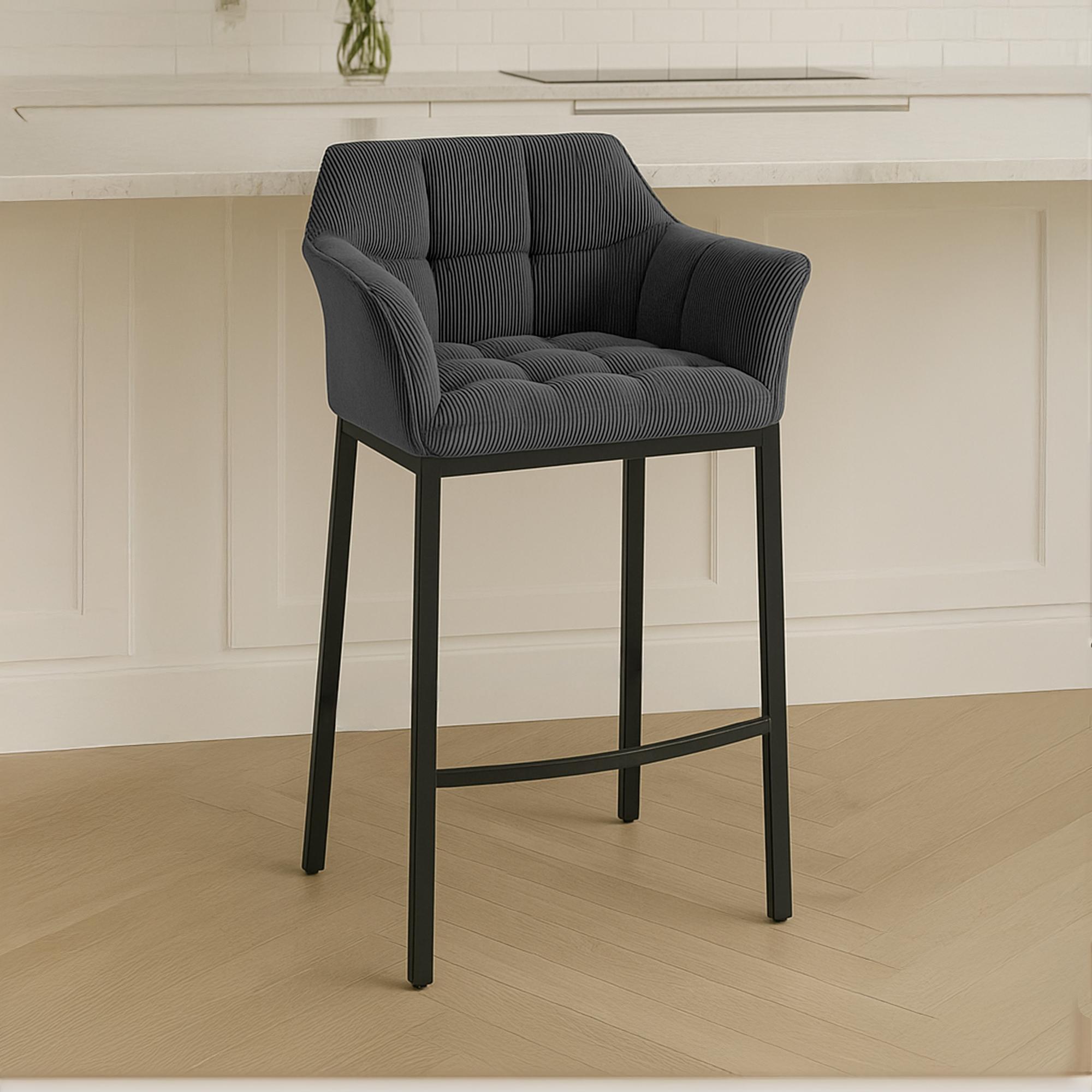 Sgabello Bar Damaso con Rivestimento In Corda e Base a Quattro Gambe