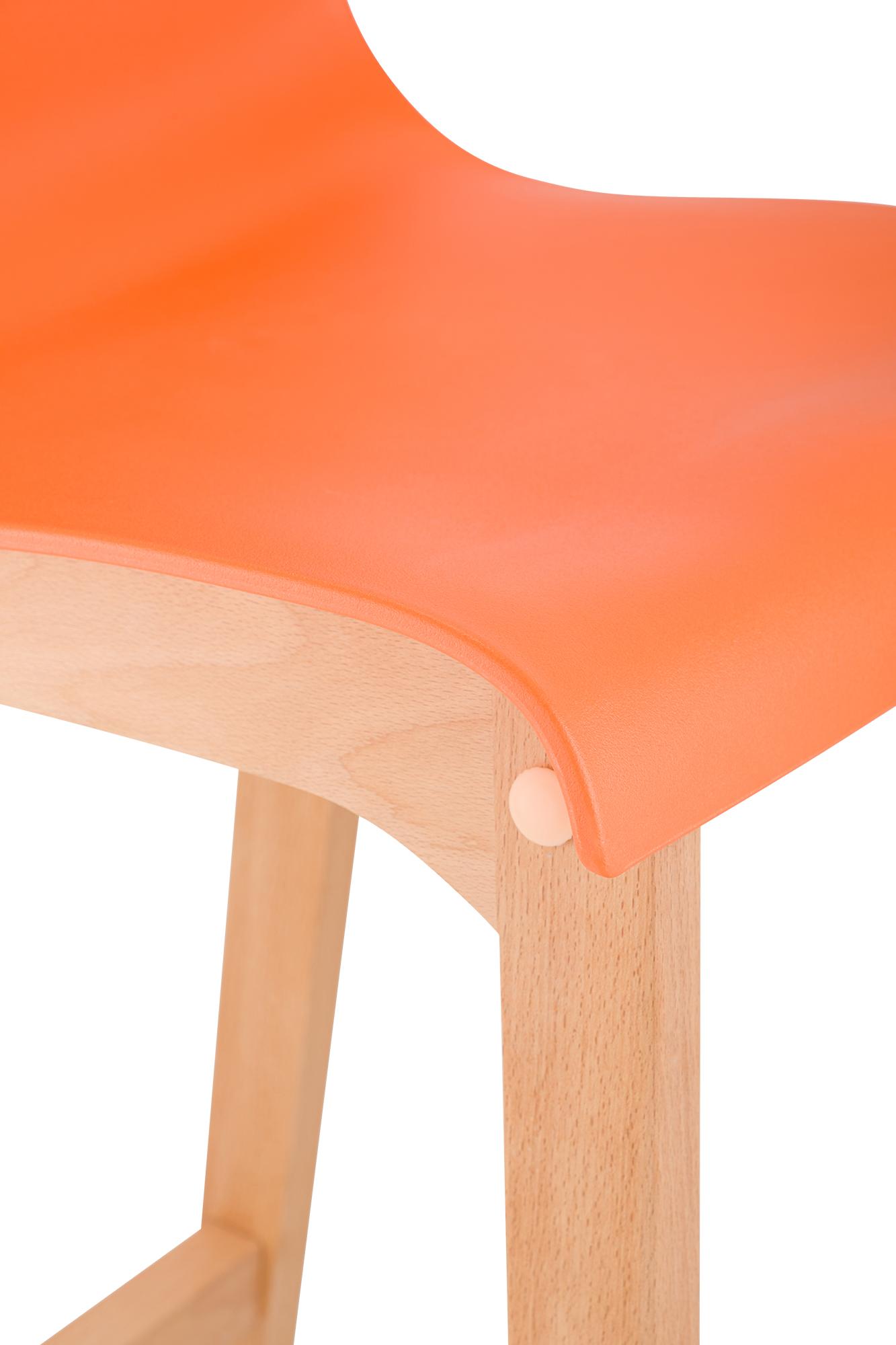 Sgabello da Bar Hover con Seduta in Plastica e Telaio in Legno Natura