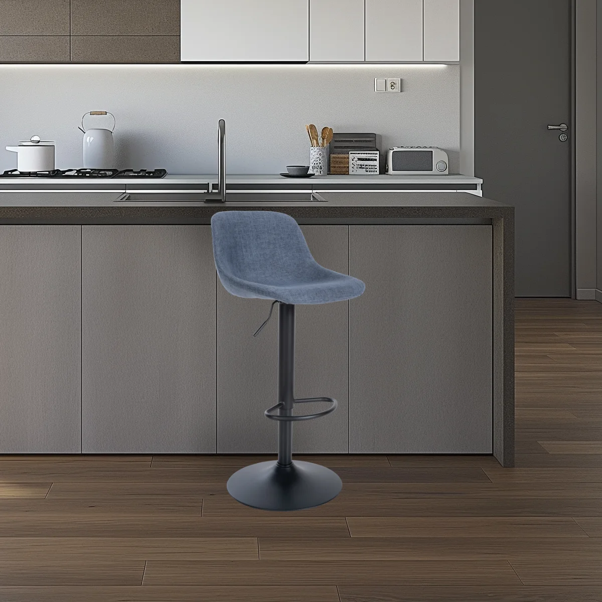 Barhocker mit Rückenlehne Loft Stoff Blau - Artikelnr.: 321075