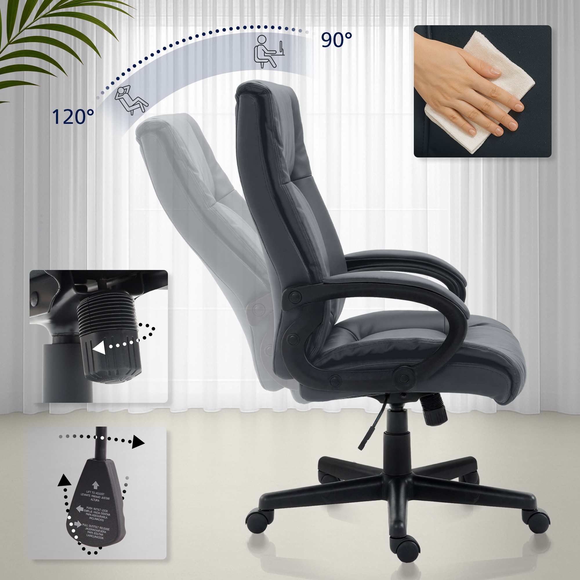 Sedia da ufficio XL Sparta in similpelle