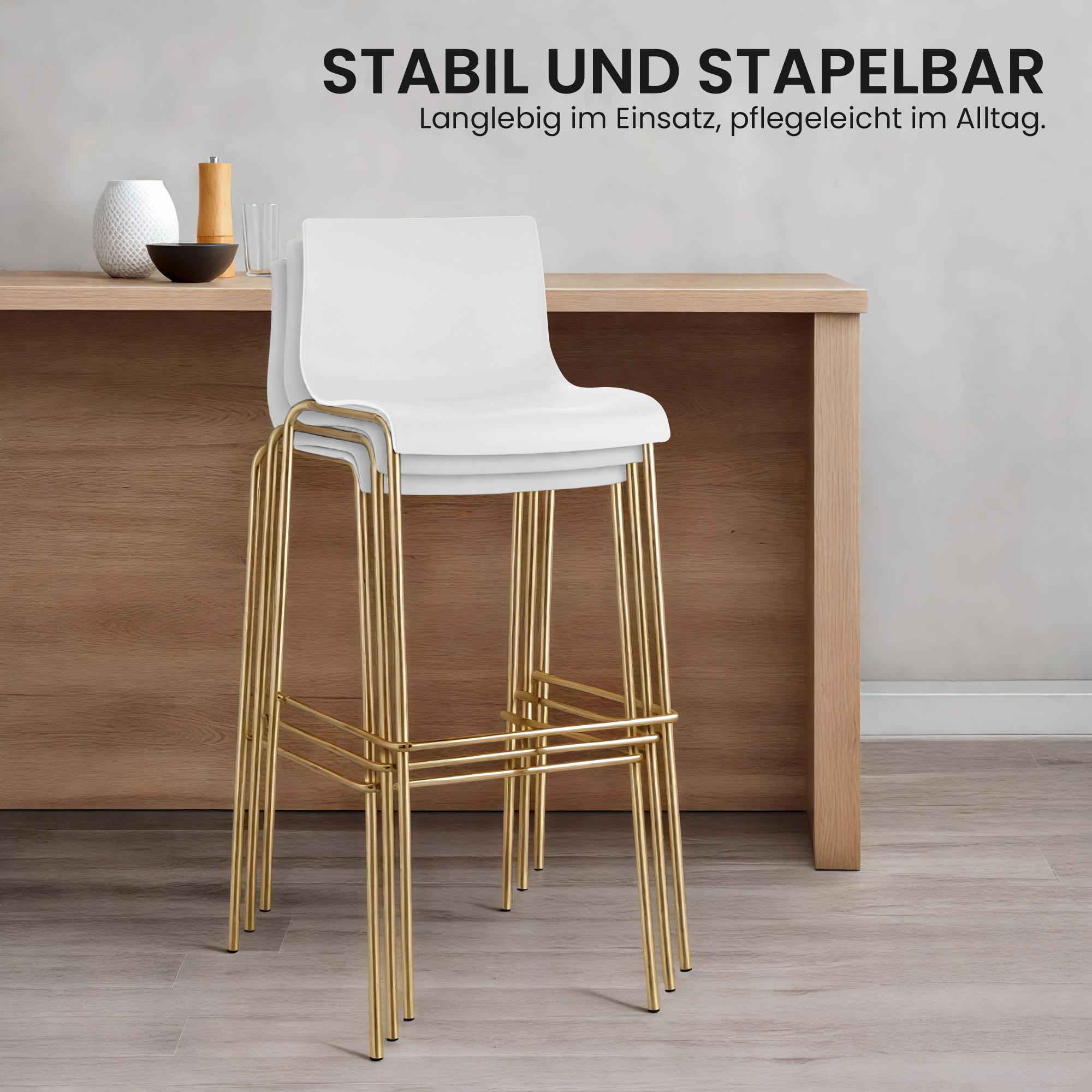 Set da 2 sgabelli da bar Hover in plastica con base a 4 gambe color oro