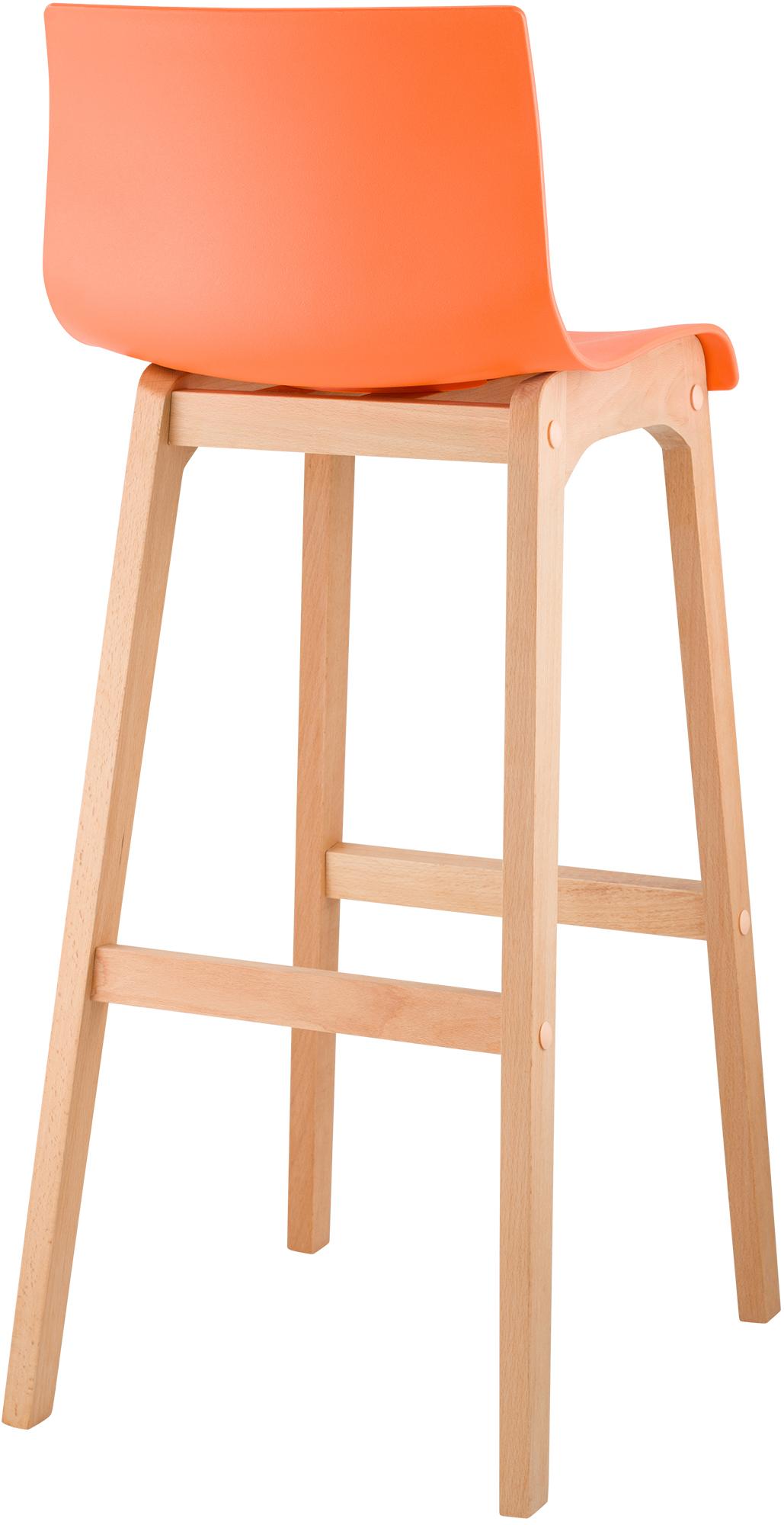 Sgabello da Bar Hover con Seduta in Plastica e Telaio in Legno Natura