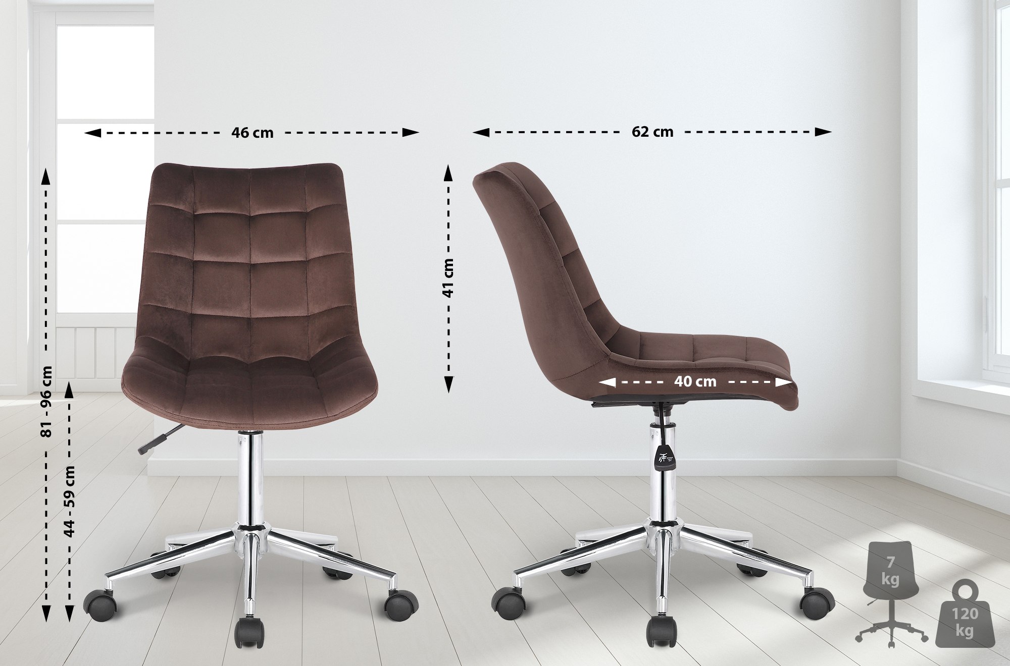 Sedia da ufficio Medford in velluto
