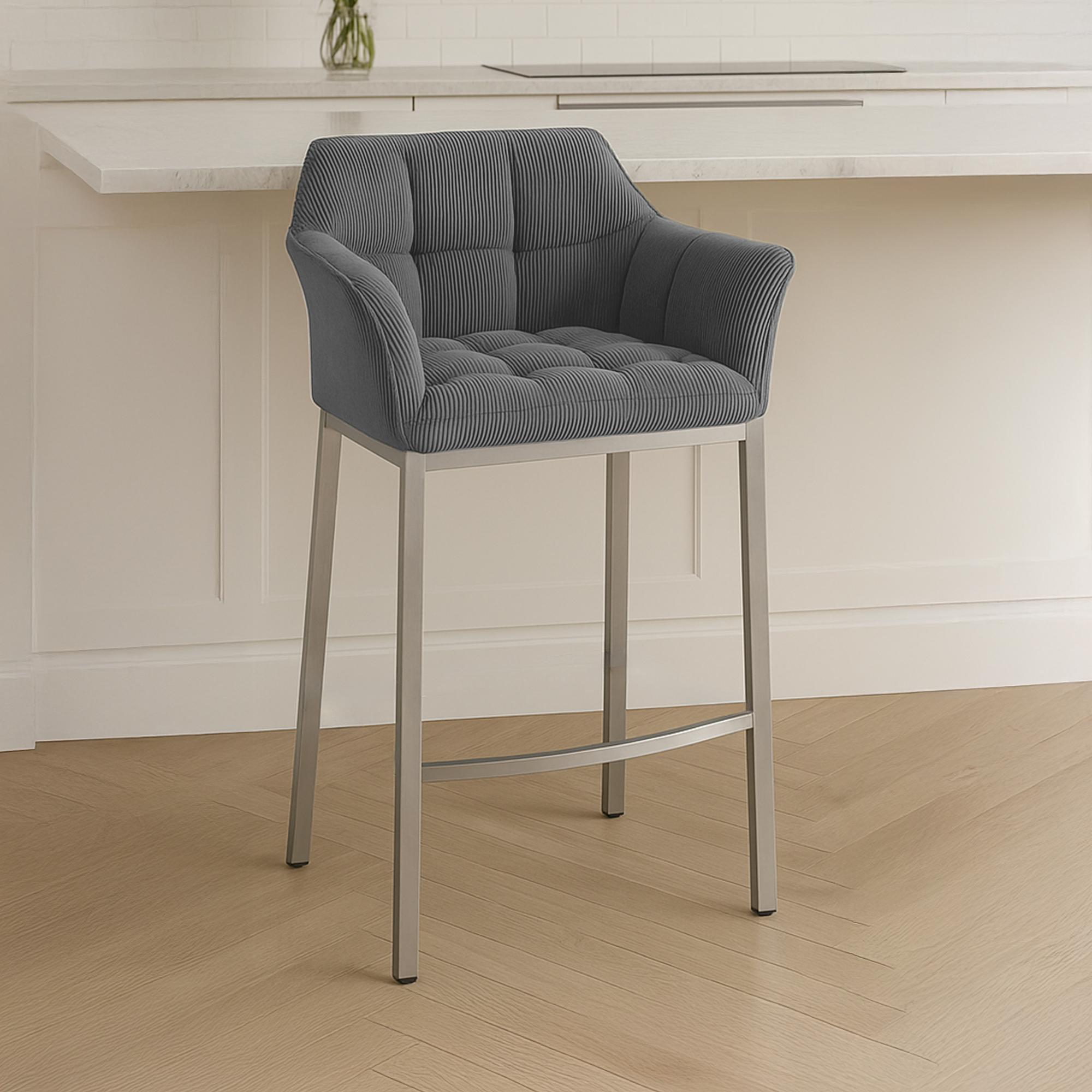 Sgabello Bar Damaso con Rivestimento In Corda e Base a Quattro Gambe