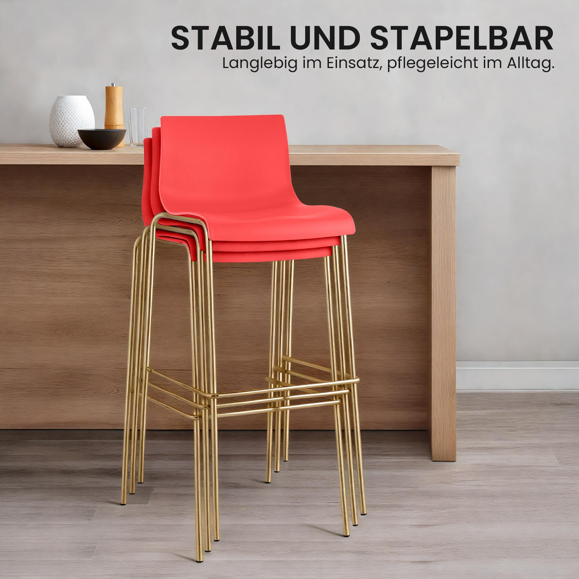 Set da 2 sgabelli da bar Hover in plastica con base a 4 gambe color oro