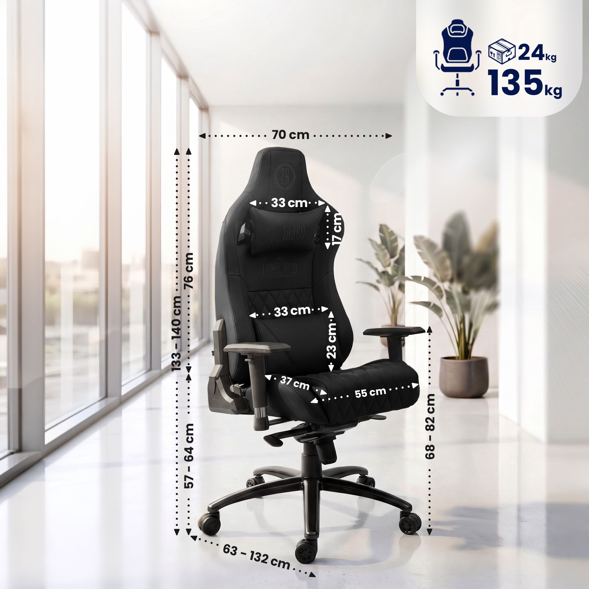 Sedia da ufficio Keren in pelle vera