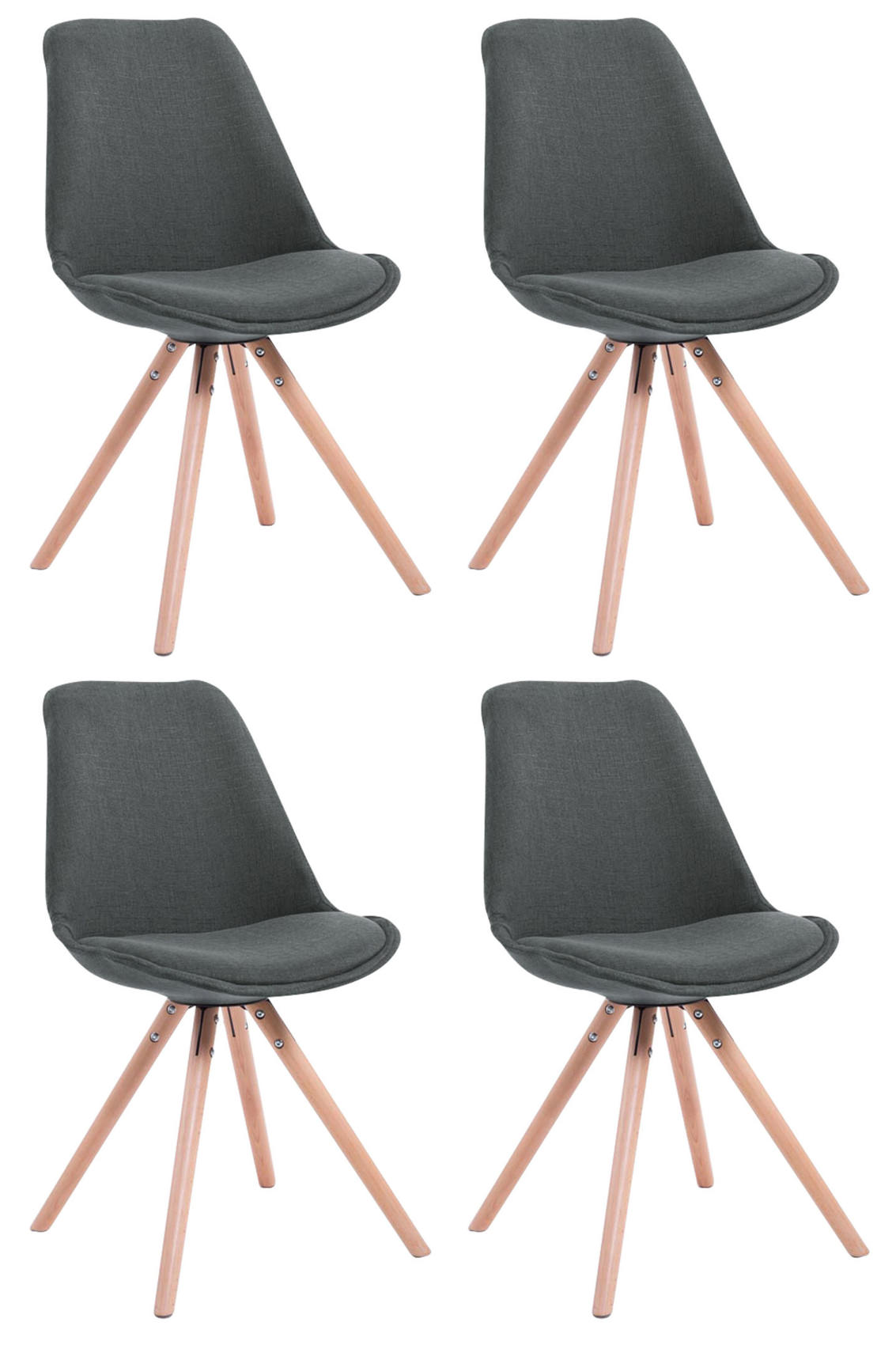 Set di 4 sedie per visitatori Toulouse Fabric Round