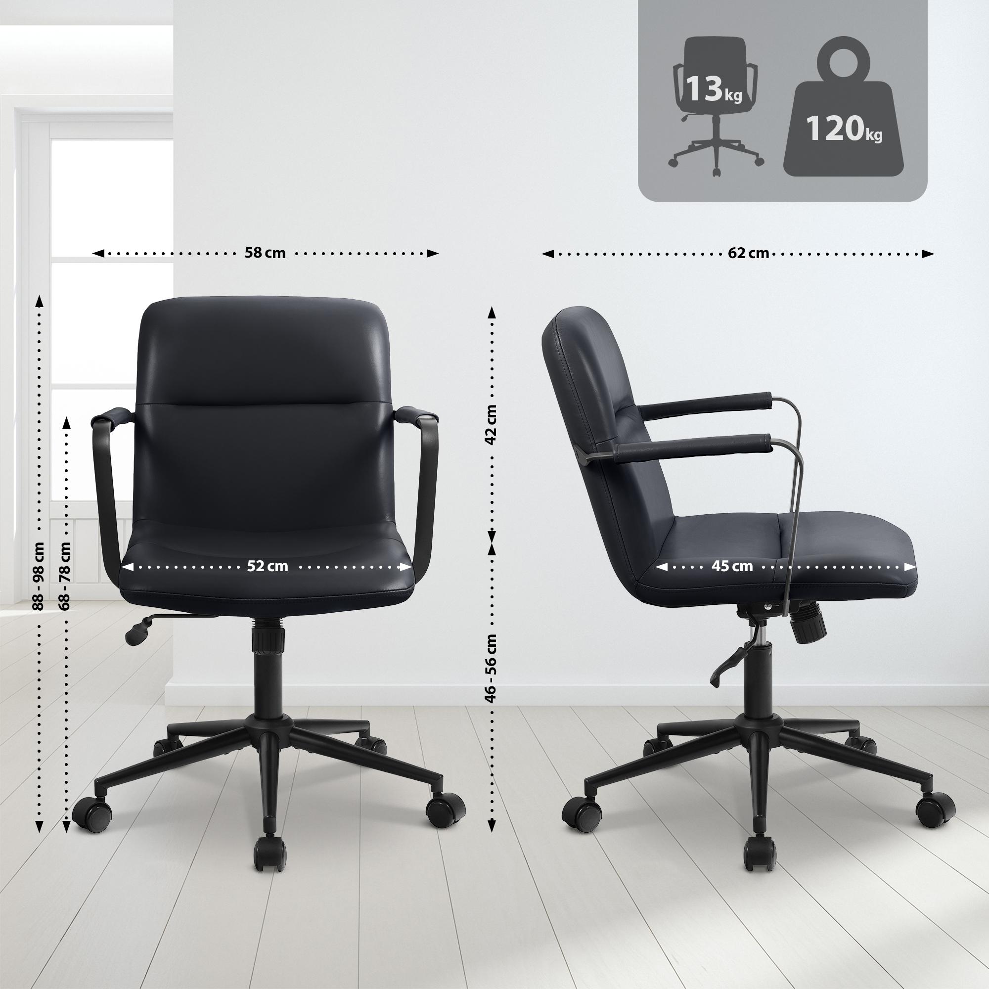 Sedia da ufficio Hilda in vera pelle