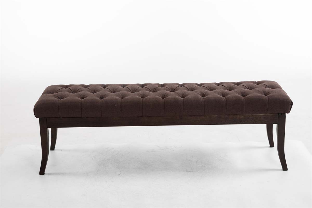Panca design RAMSES in legno scuro antico e tessuto