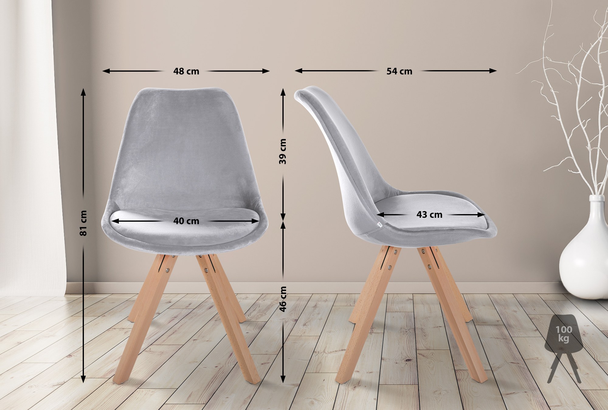 Set di 4 sedie Sofia Velvet