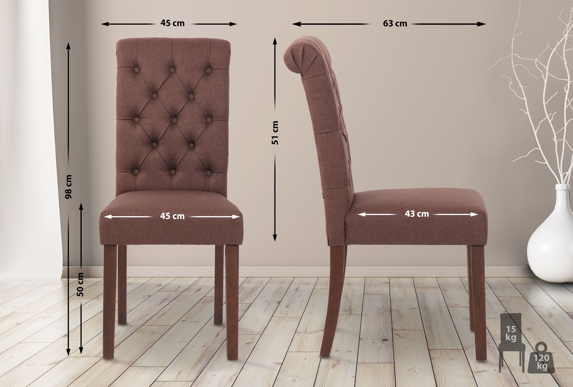 Sedia da cucina Lisburn design Chesterfield