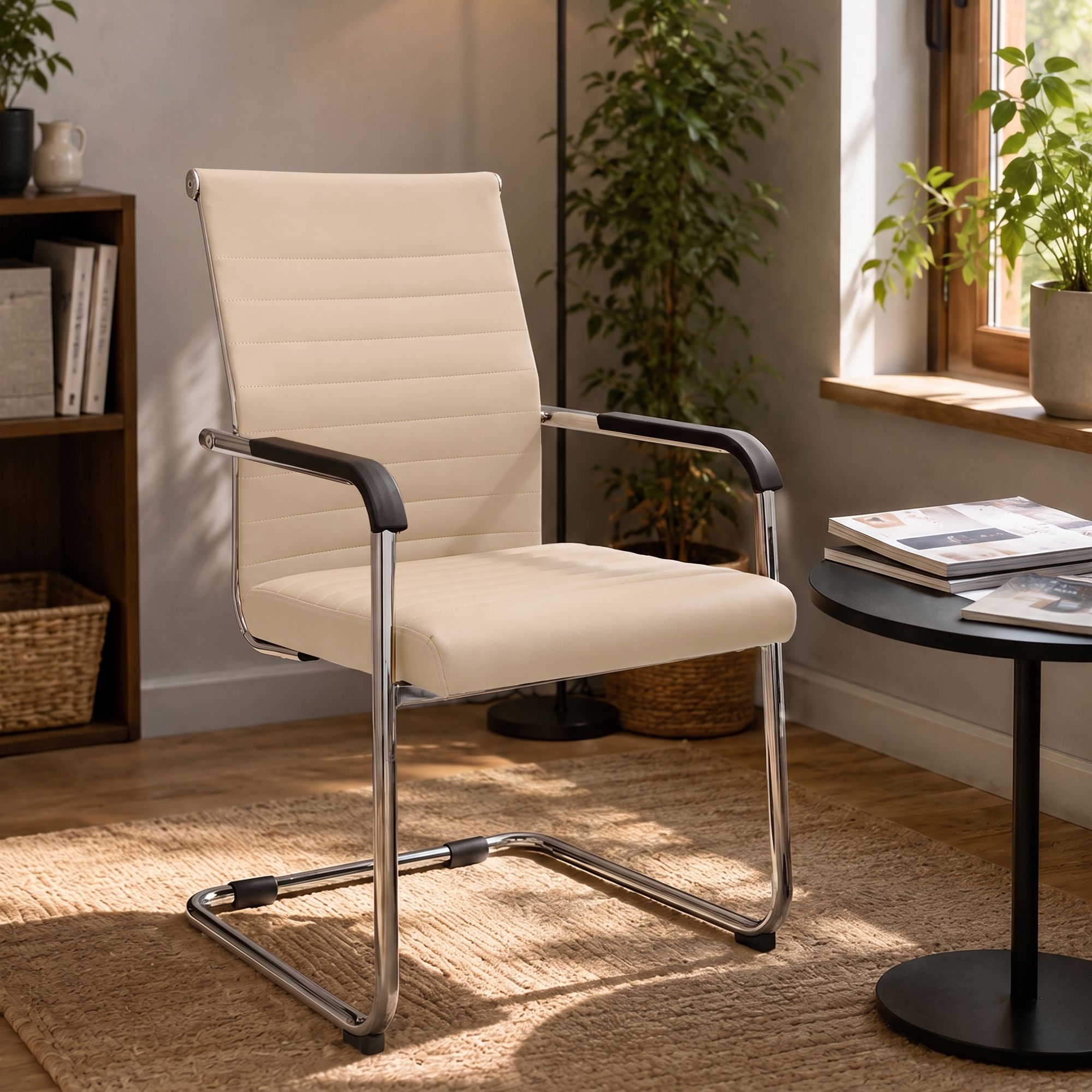 Sedia cantilever Hakon in similpelle