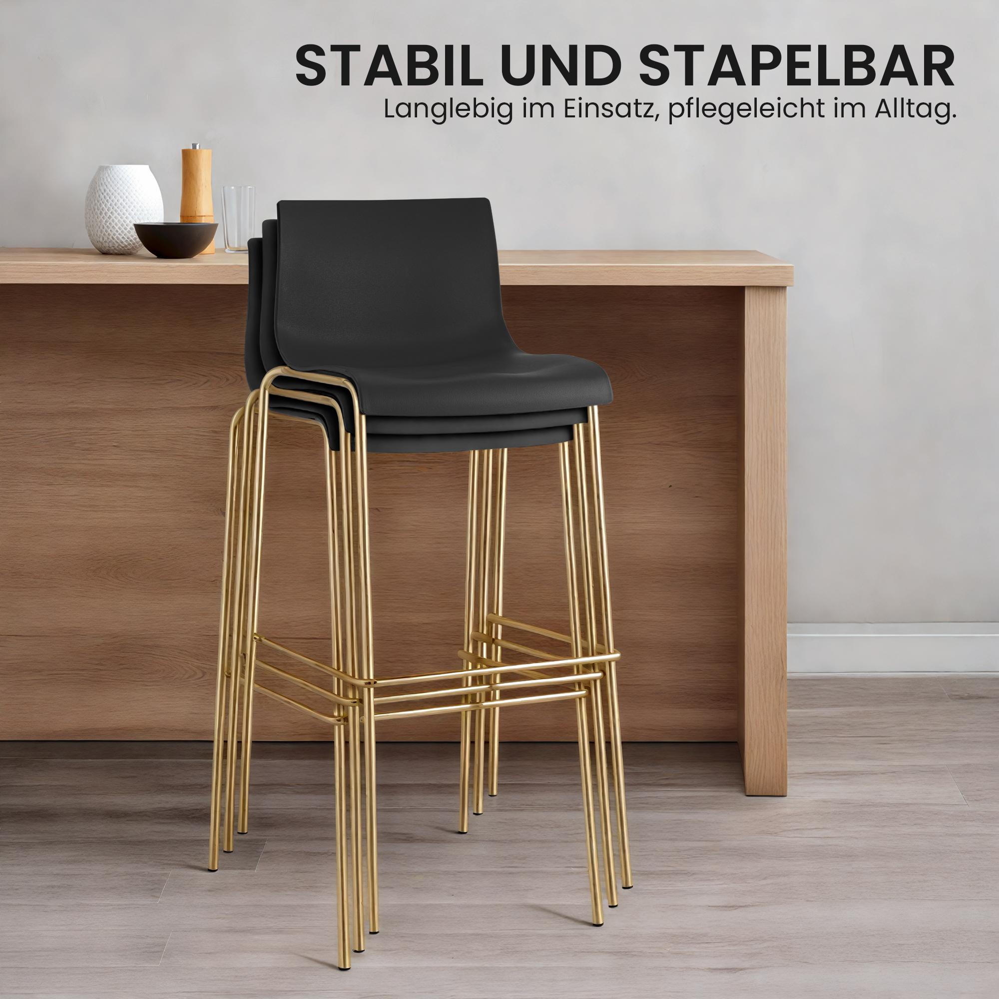 Set da 2 sgabelli da bar Hover in plastica con base a 4 gambe color oro