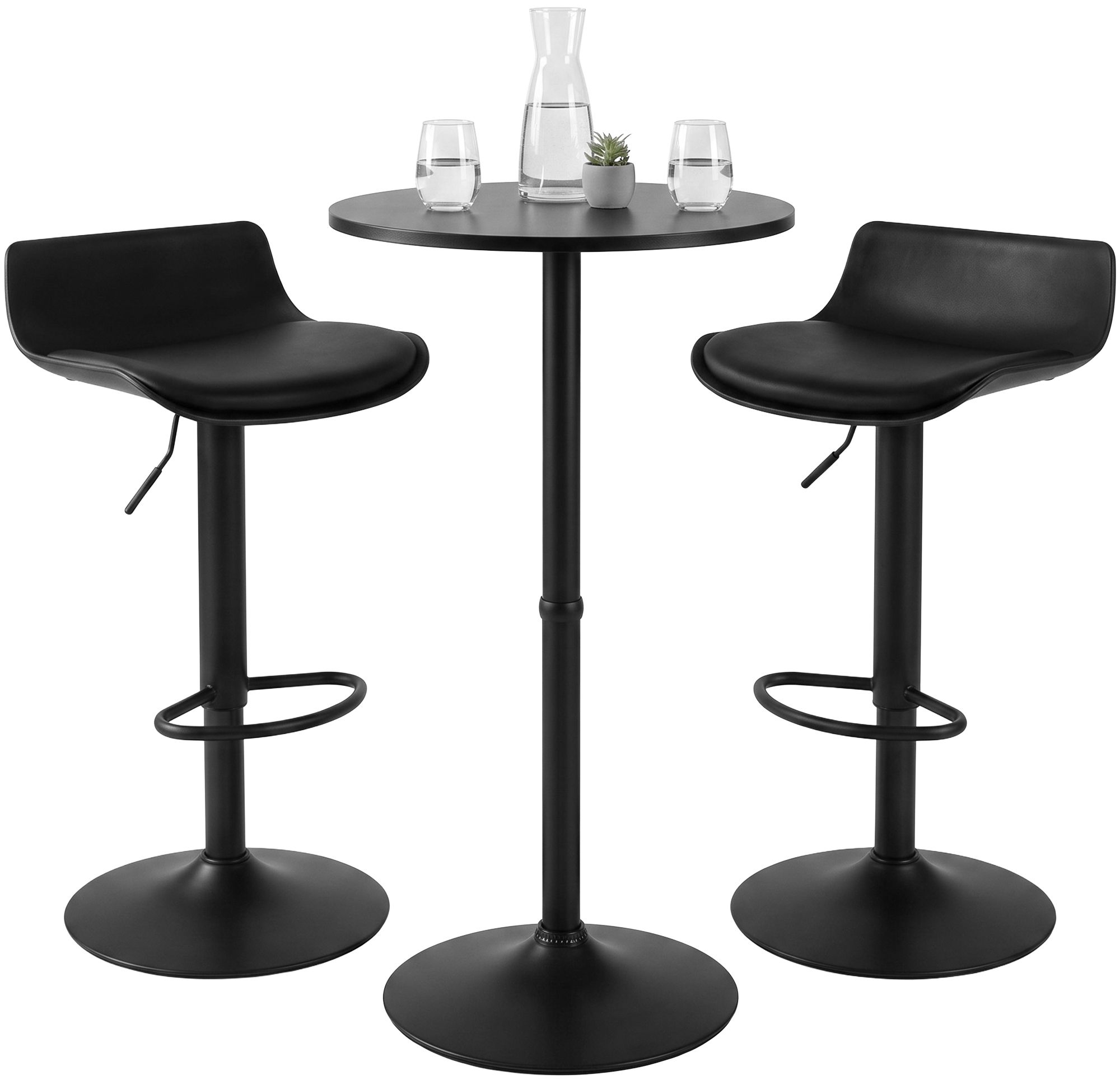 Set tavolo alto da bar Navo con 2 sgabelli in similpelle