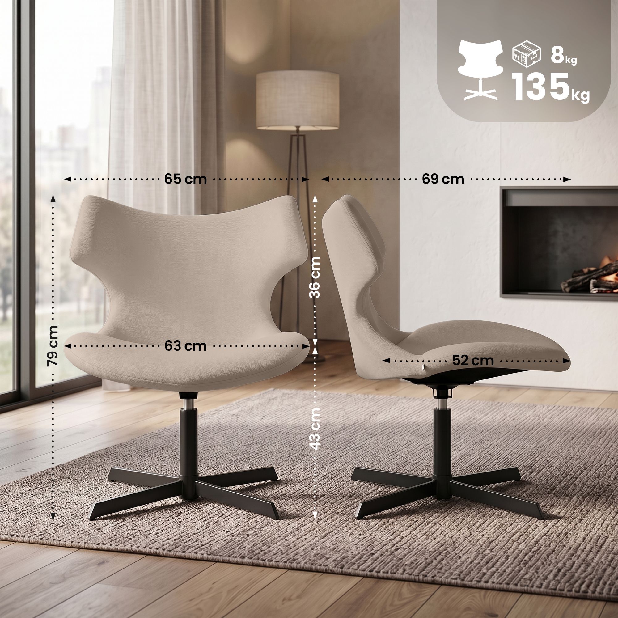 Set di 2 Poltroncine Lounge Welland Effetto Pelle