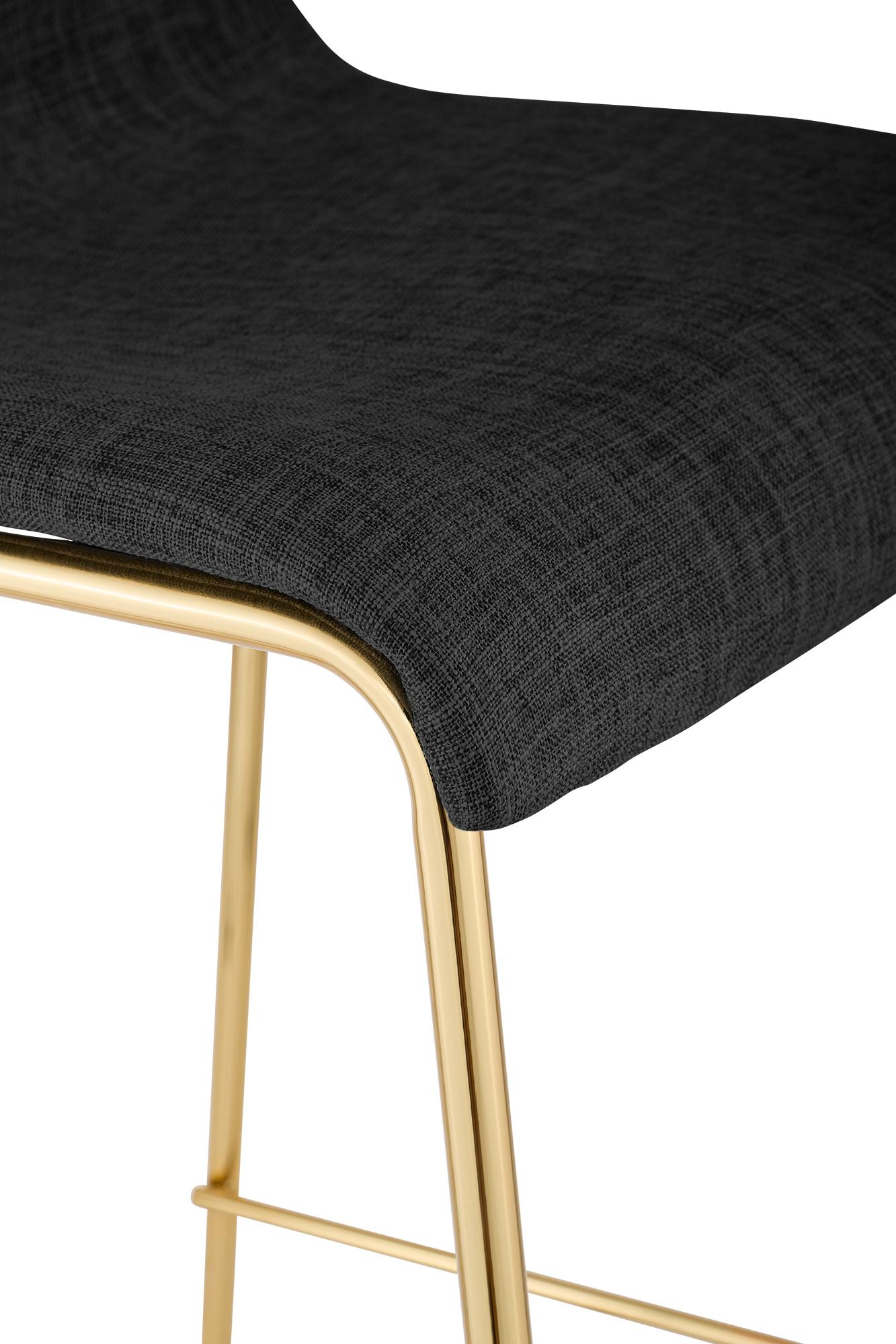 Set 2 Sgabelli Bar Hover in Tessuto, Gambe Effetto Oro