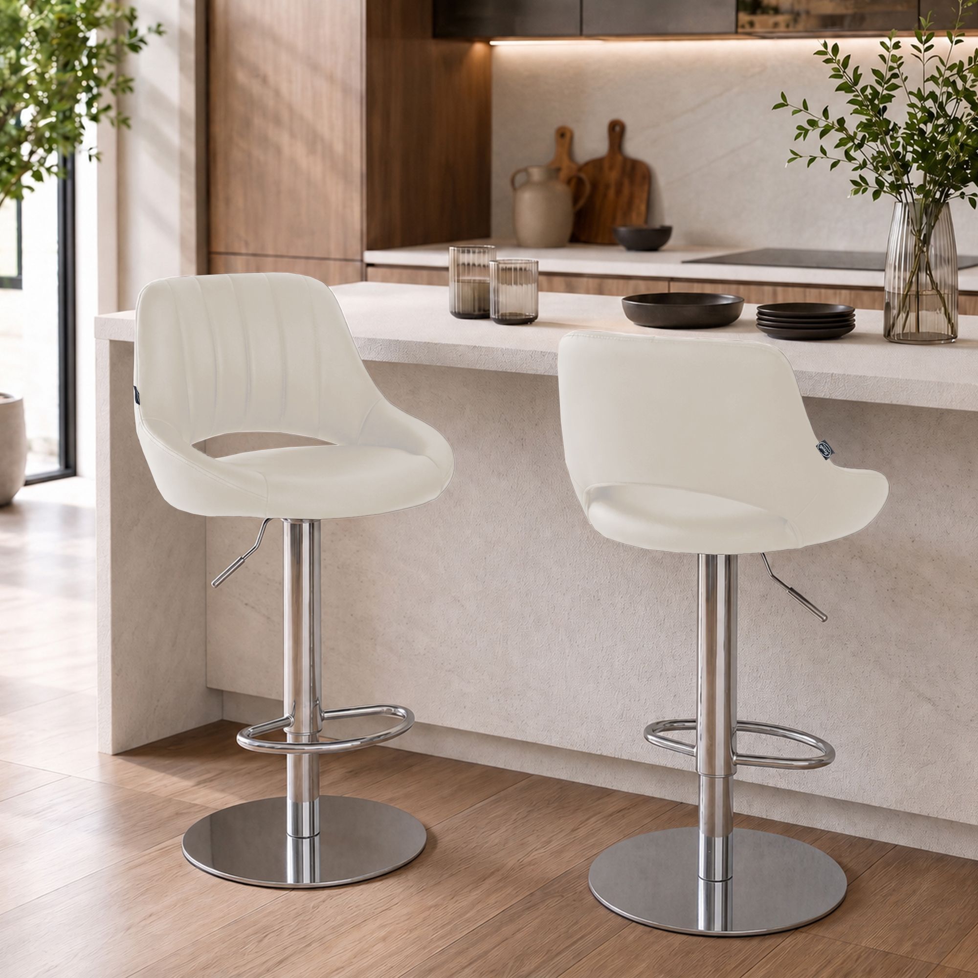 Set di 2 sgabelli da bar Milet cromati con base extra pesante