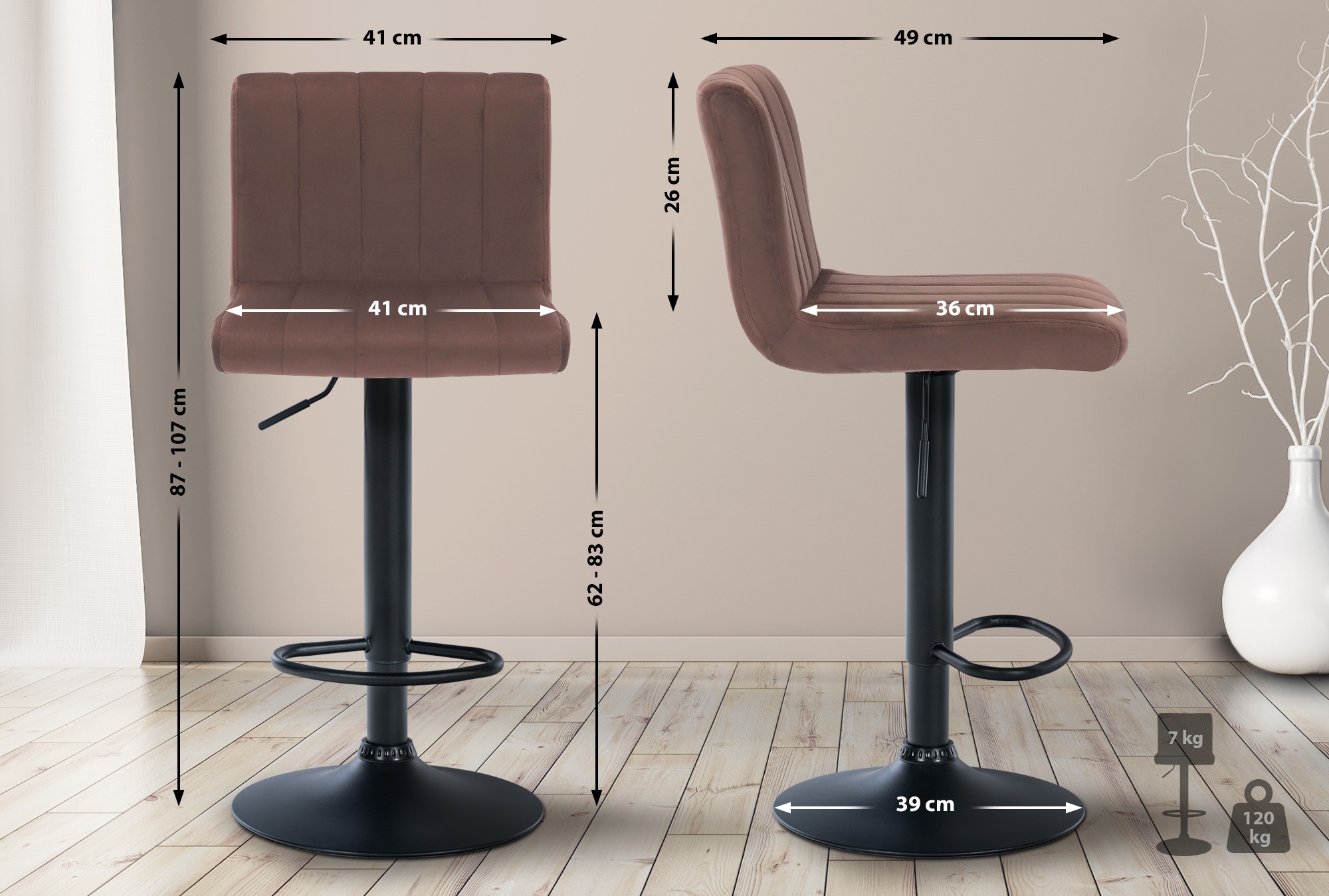 Set di 2 sgabelli da bar Jamie velvet