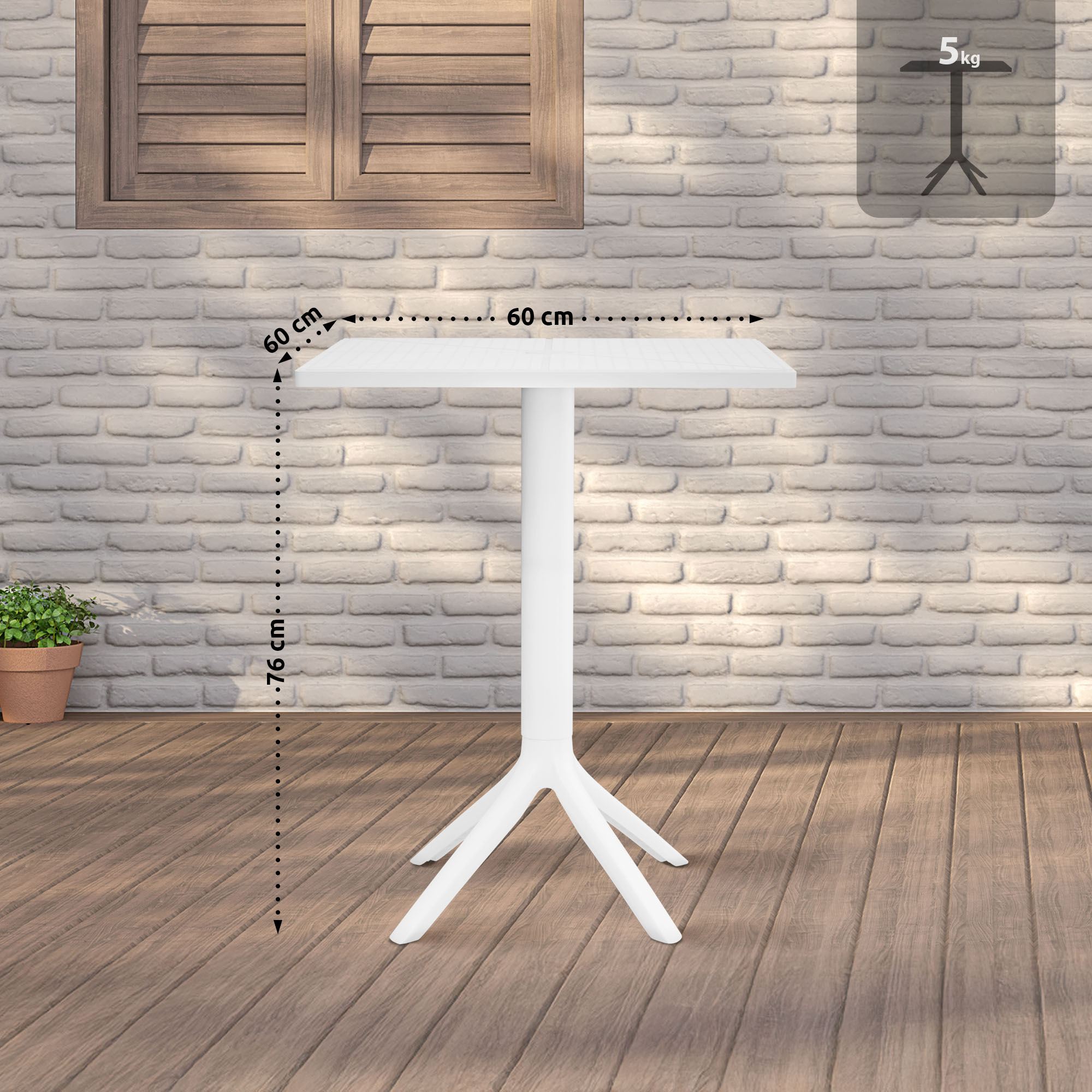 Tavolo da giardino Nuvela 60 x 60 cm Resistente alle intemperie, ai raggi UV, facile da pulire