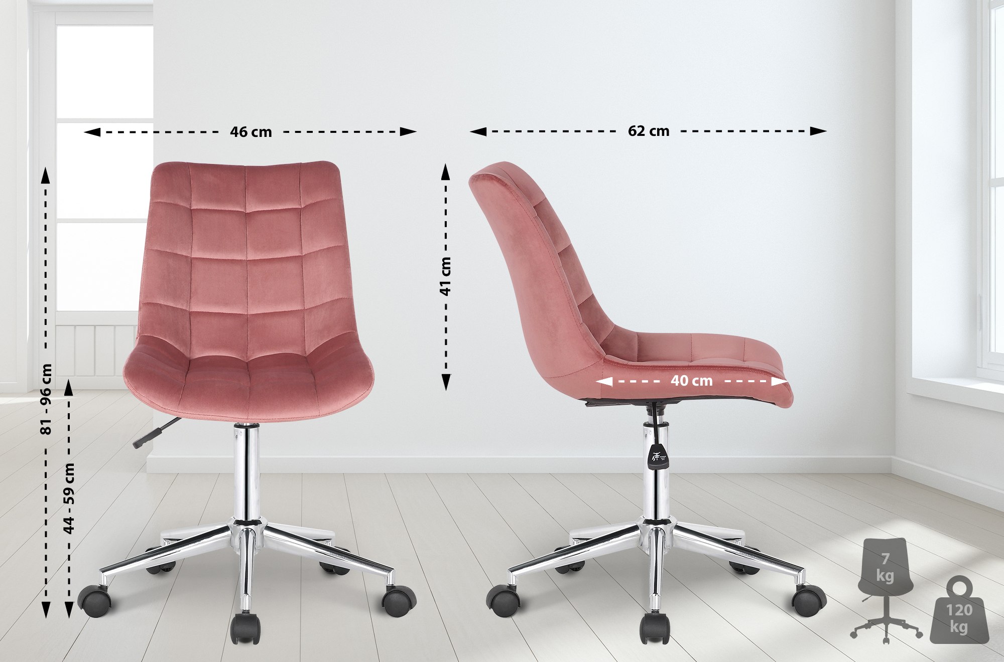 Sedia da ufficio Medford in velluto