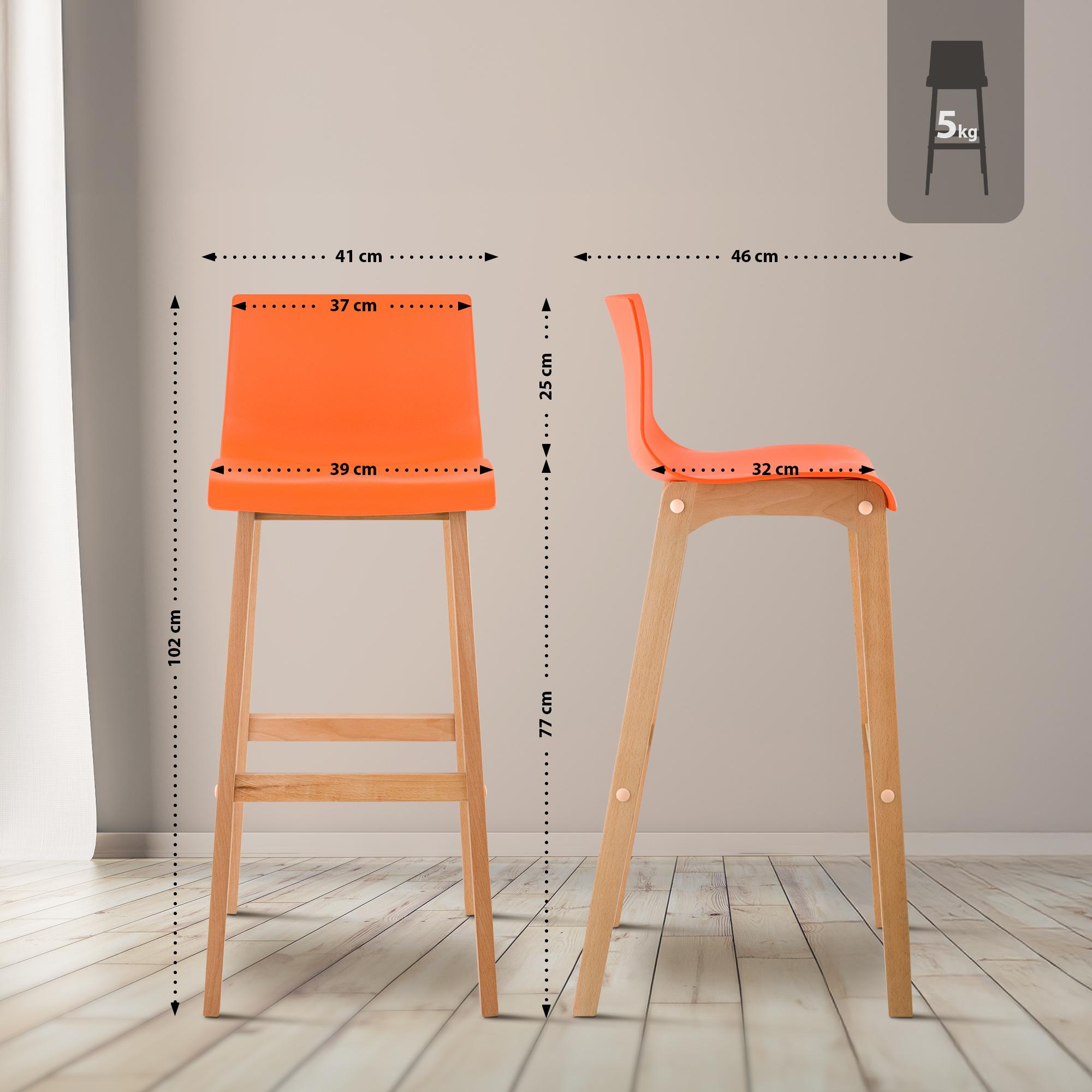 Sgabello da Bar Hover con Seduta in Plastica e Telaio in Legno Natura