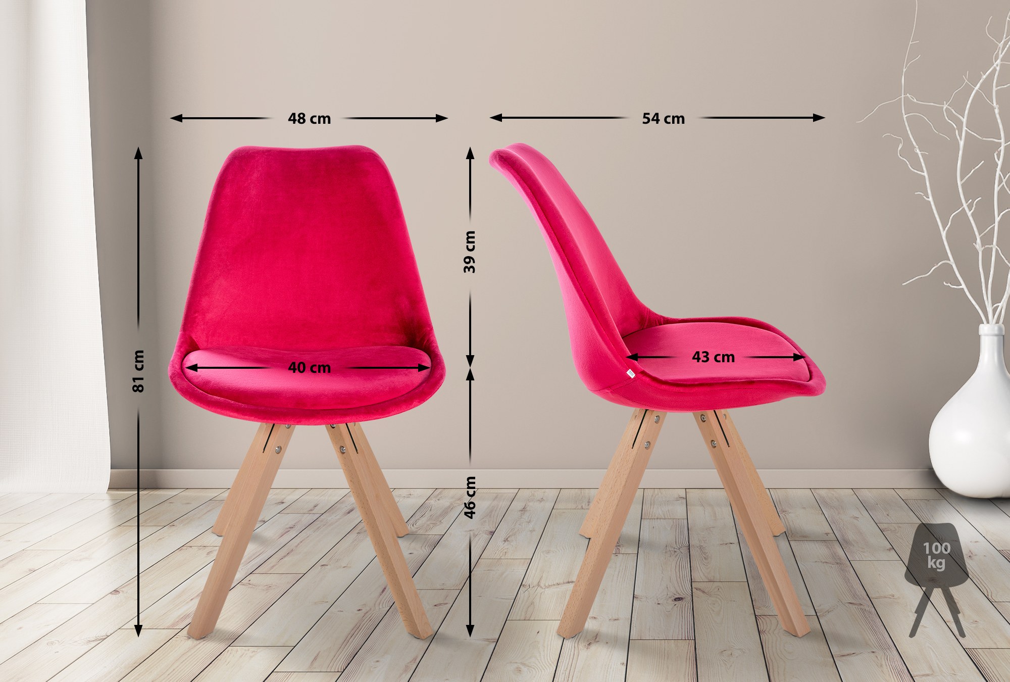 Set di 4 sedie Sofia Velvet