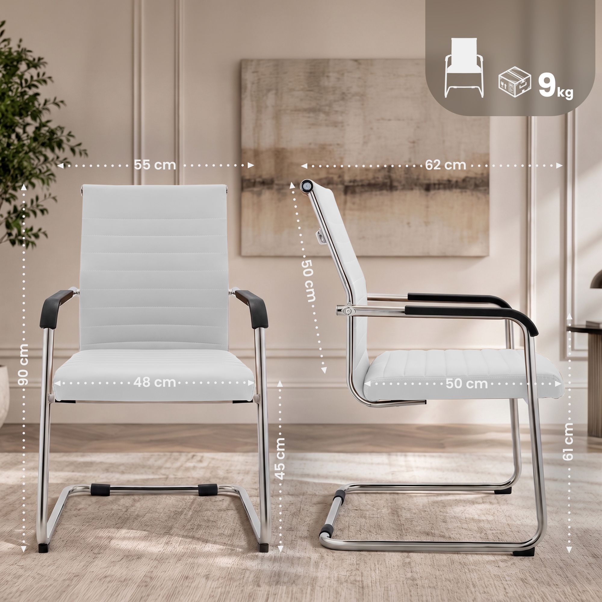 Sedia cantilever Hakon in similpelle