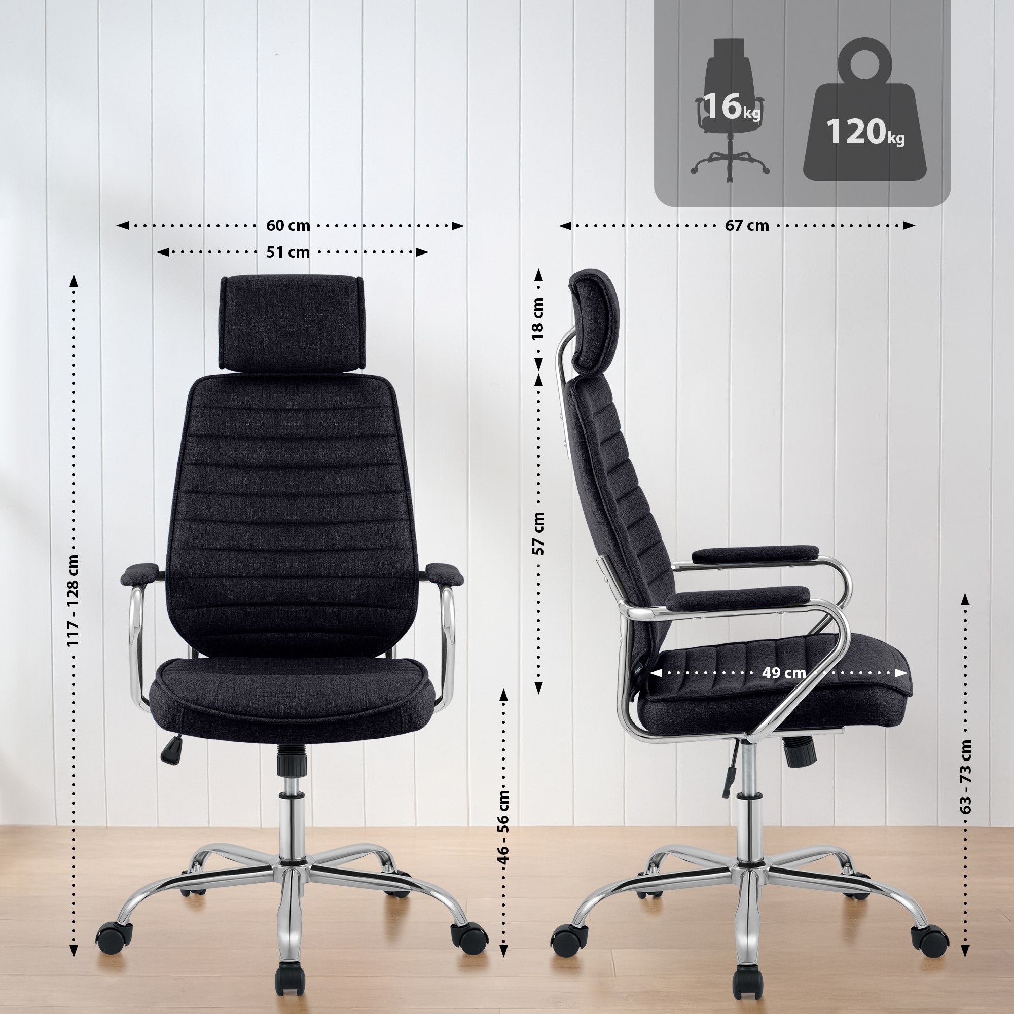 Sedia da Ufficio Rako in Tessuto