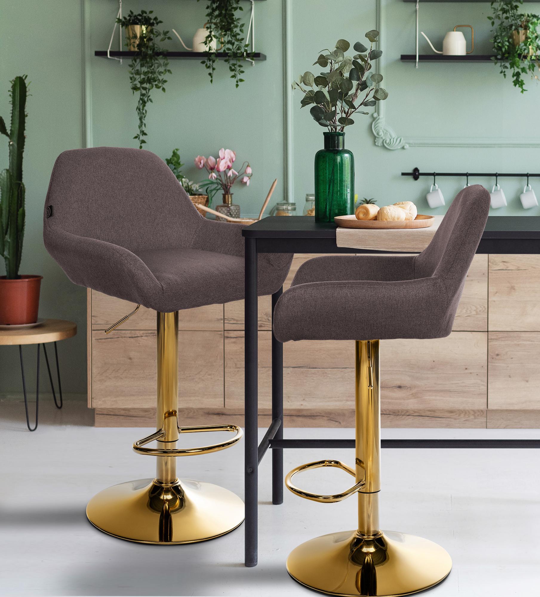 Set di 2 sgabelli da bar in tessuto Braga Gold