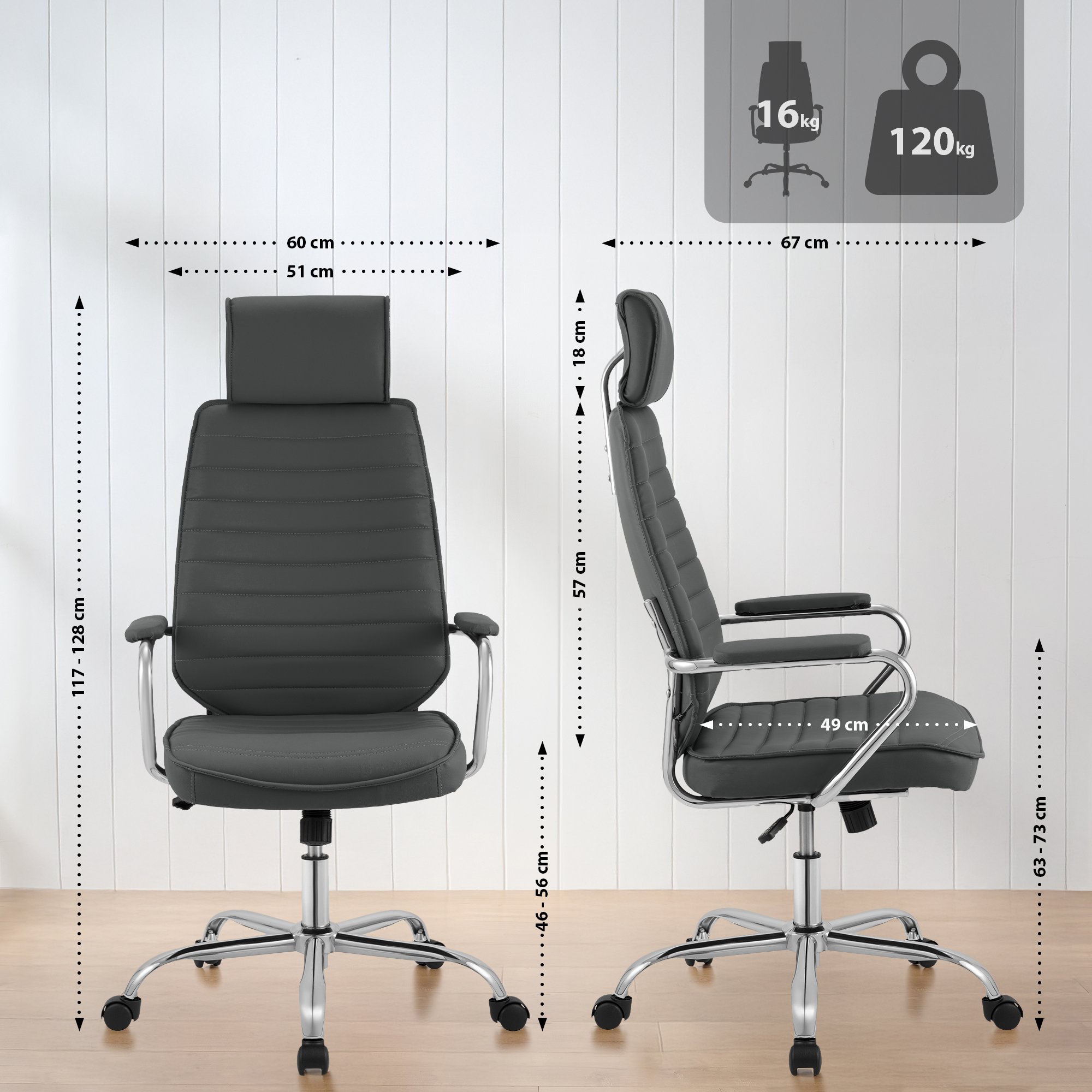 Sedia da Ufficio Rako in Pelle Sintetica
