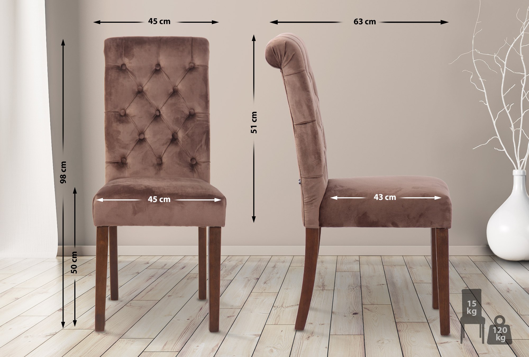 Sedia da cucina Lisburn design Chesterfield