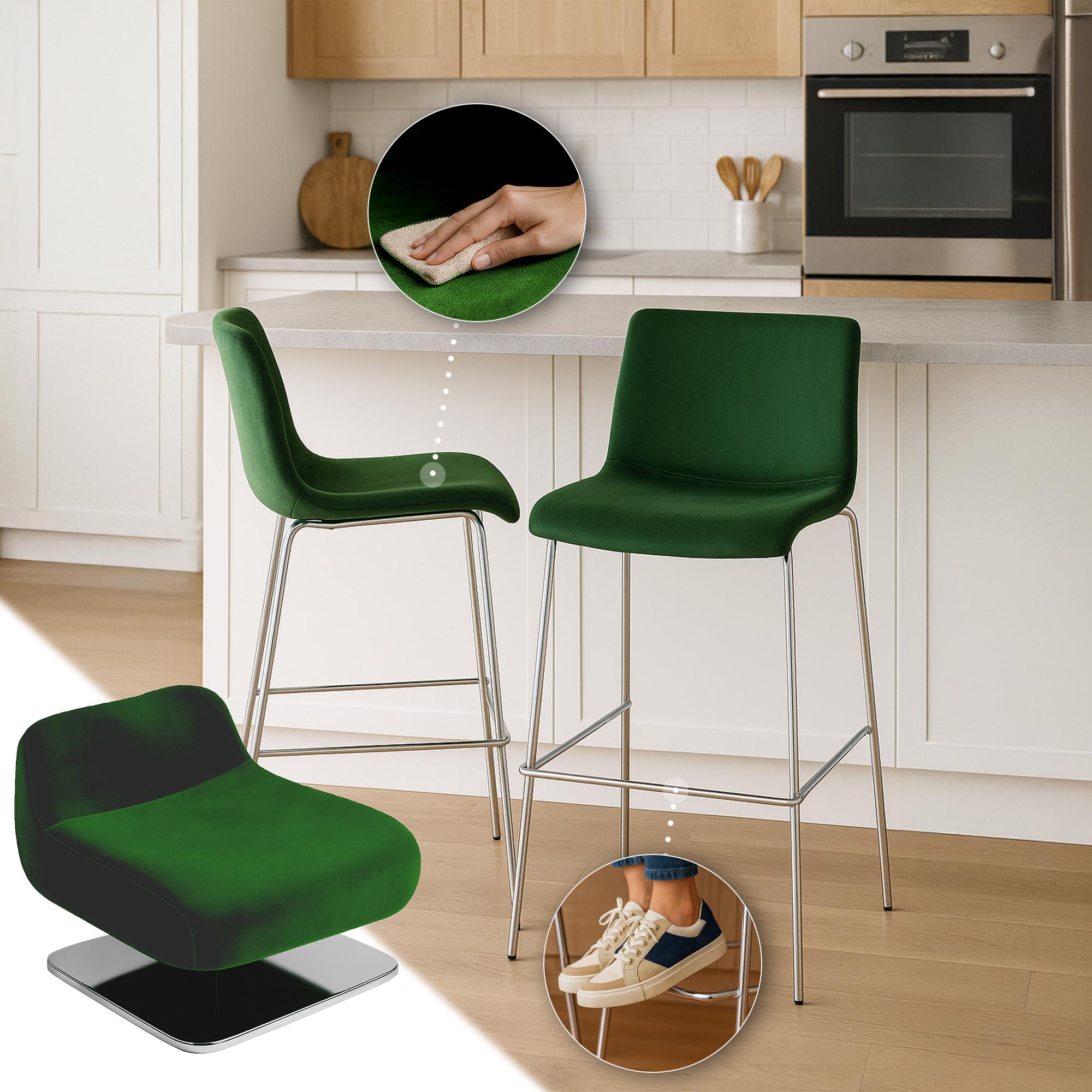Sgabello da Bar Hover, Velluto, Gambe Cromate