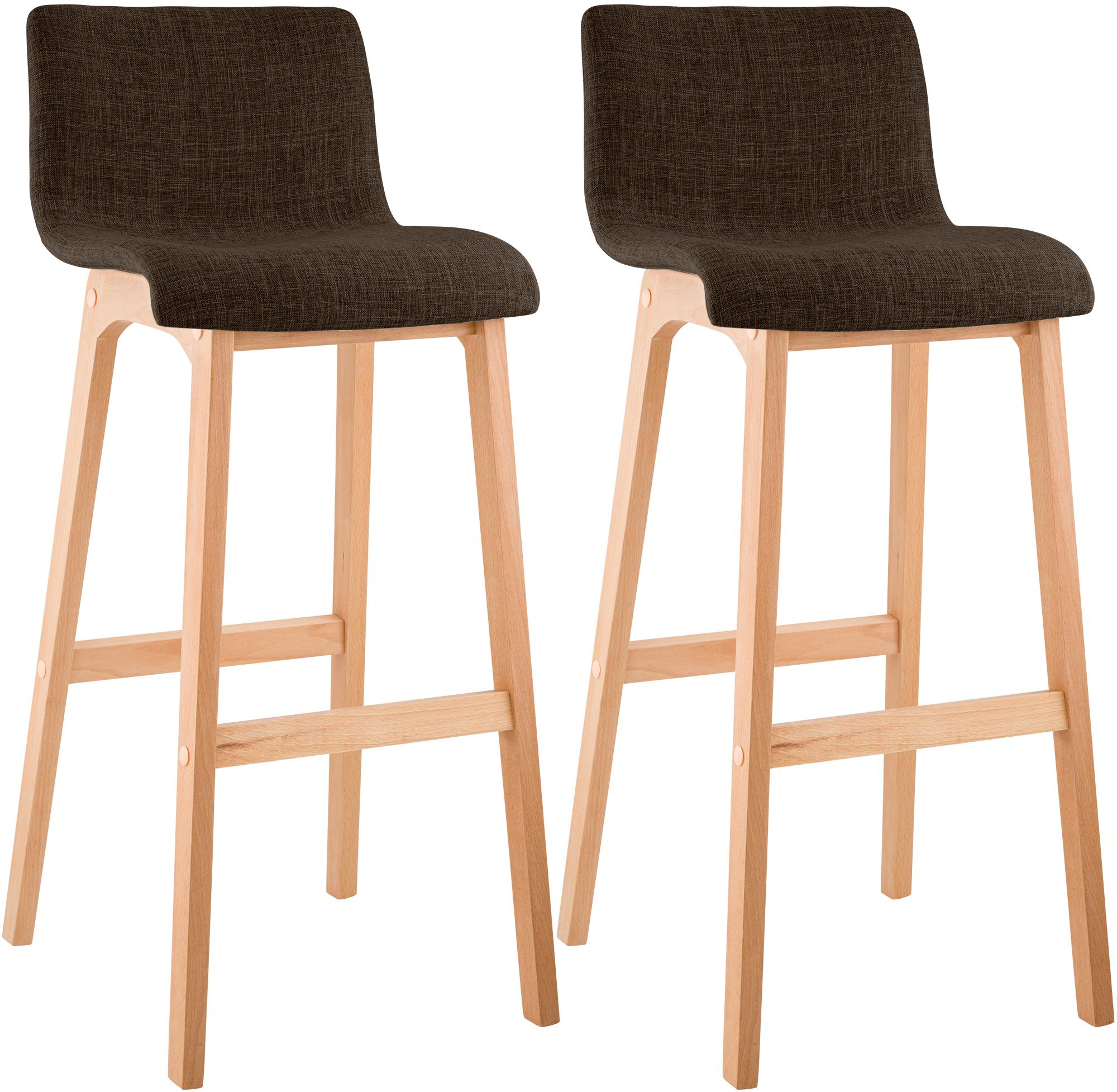 Set di 2 sgabelli da bar Hover in tessuto con base a quattro gambe in legno naturale