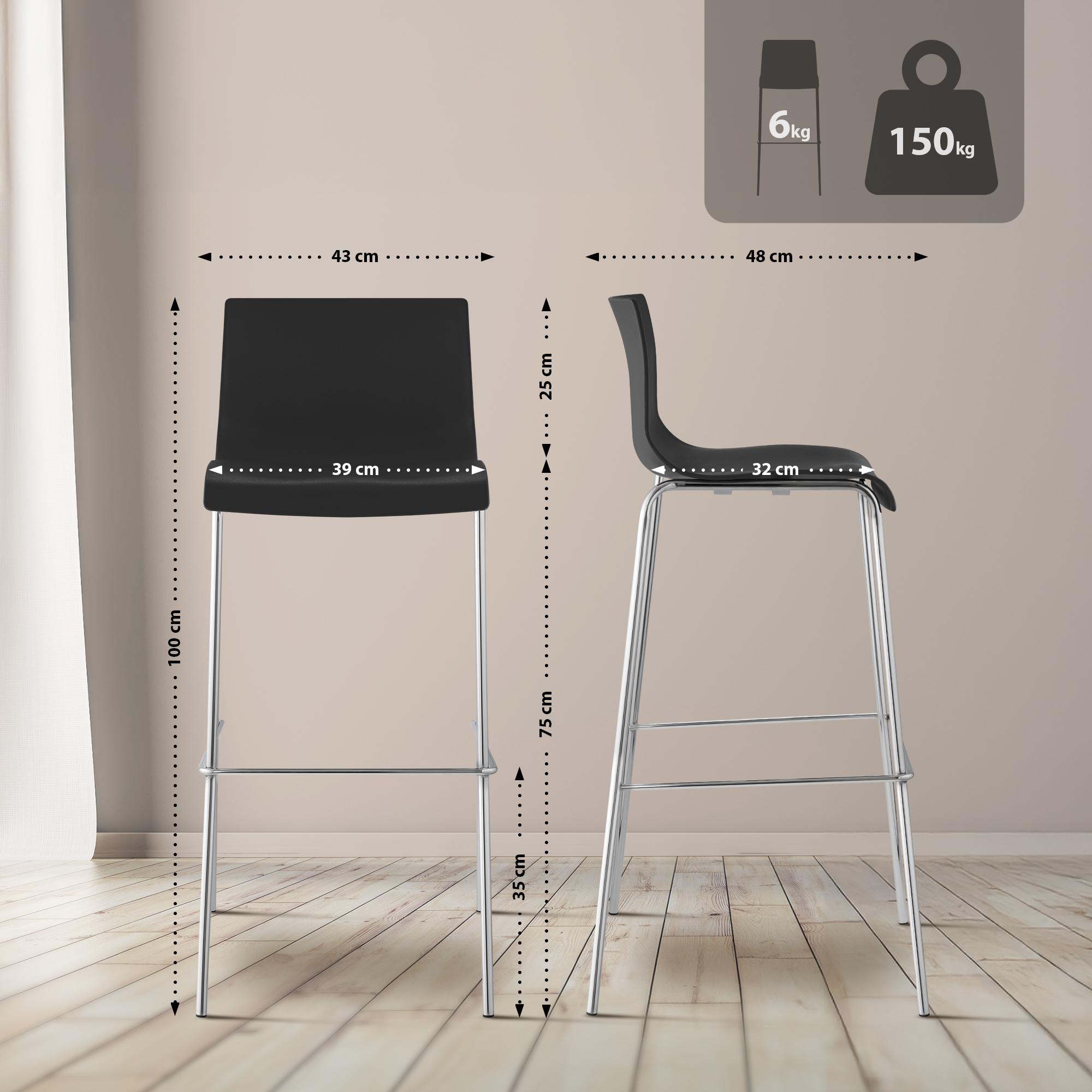 Sgabello da Bar Hover Plastica Struttura a 4 Gambe