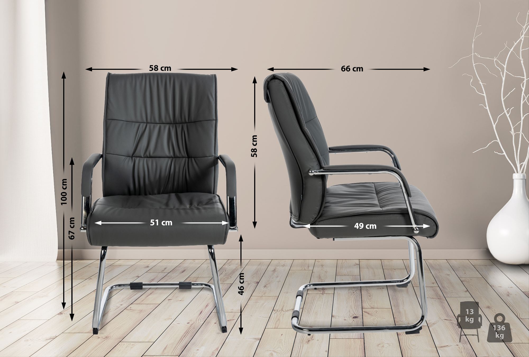 Sedia Sievert in similpelle
