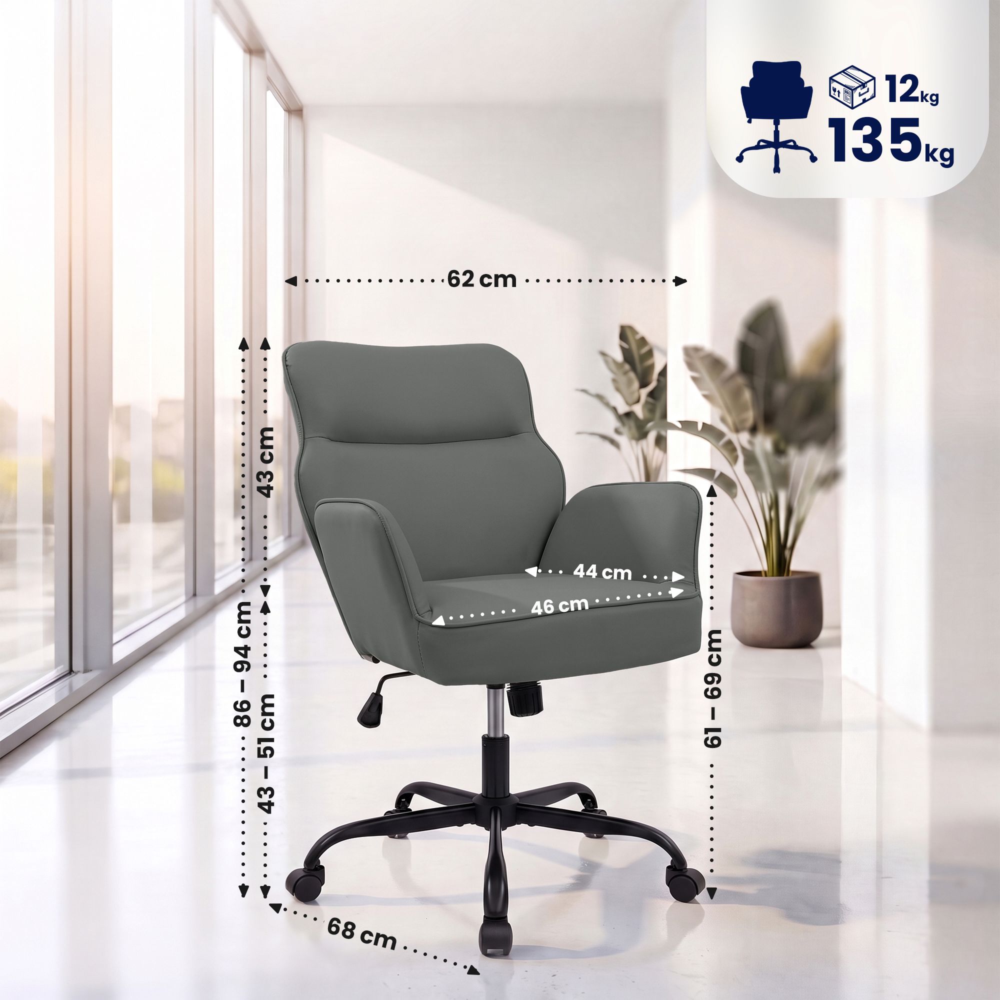 Sedia da ufficio Amado effetto pelle