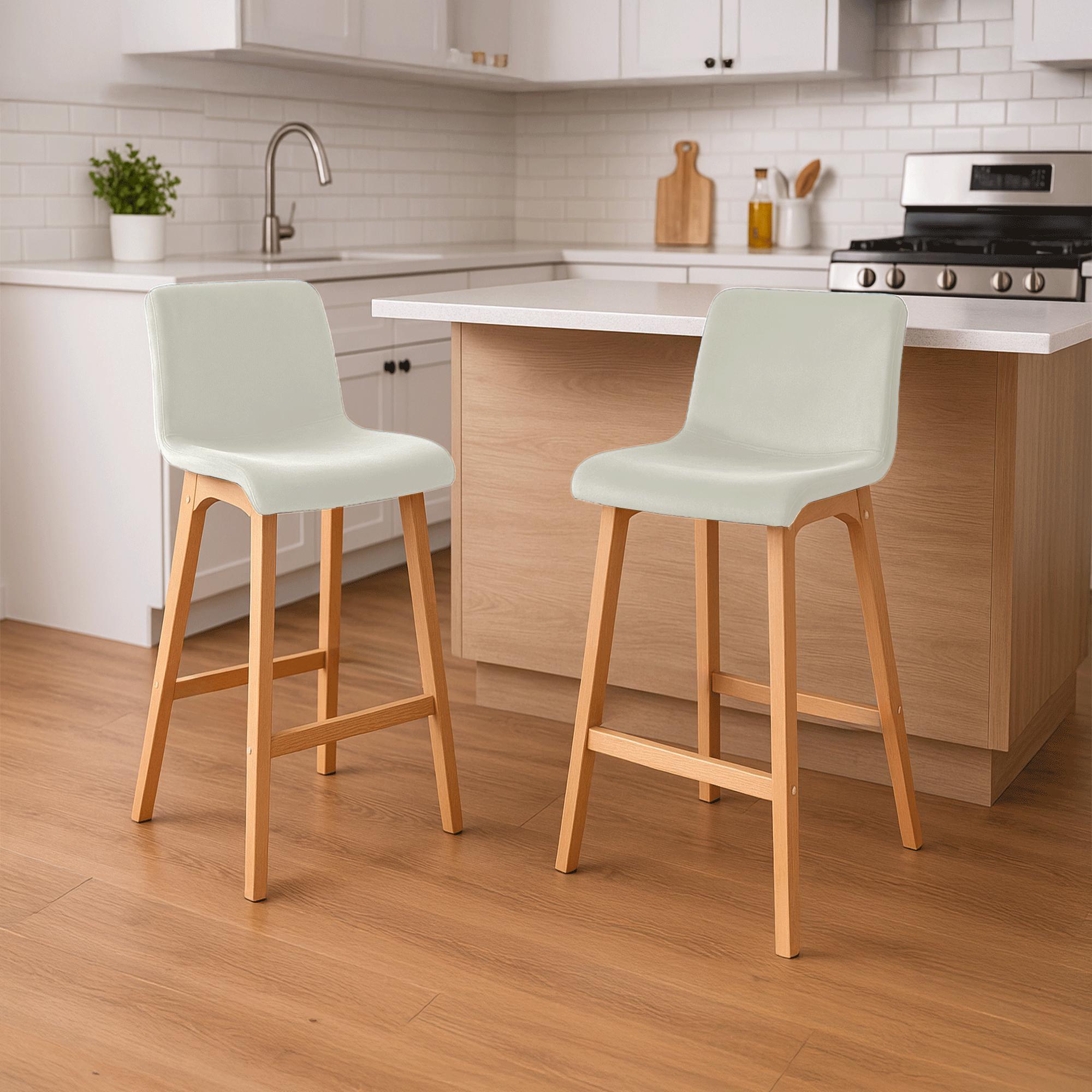 Sgabello Bar Hover Velluto Base a Quattro Gambe Natura