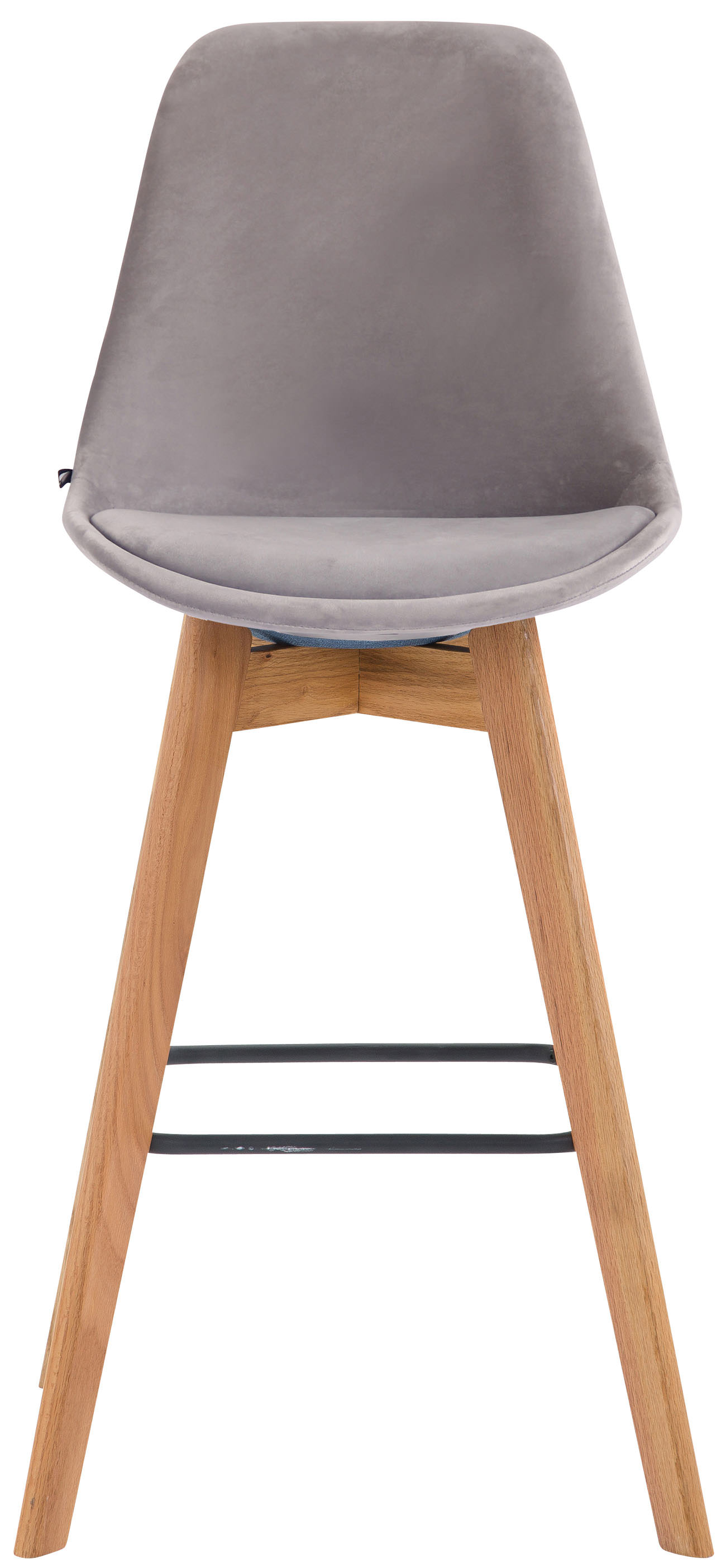 Set 2 Sgabelli Alti Scandinavi Metz In Velluto E Legno