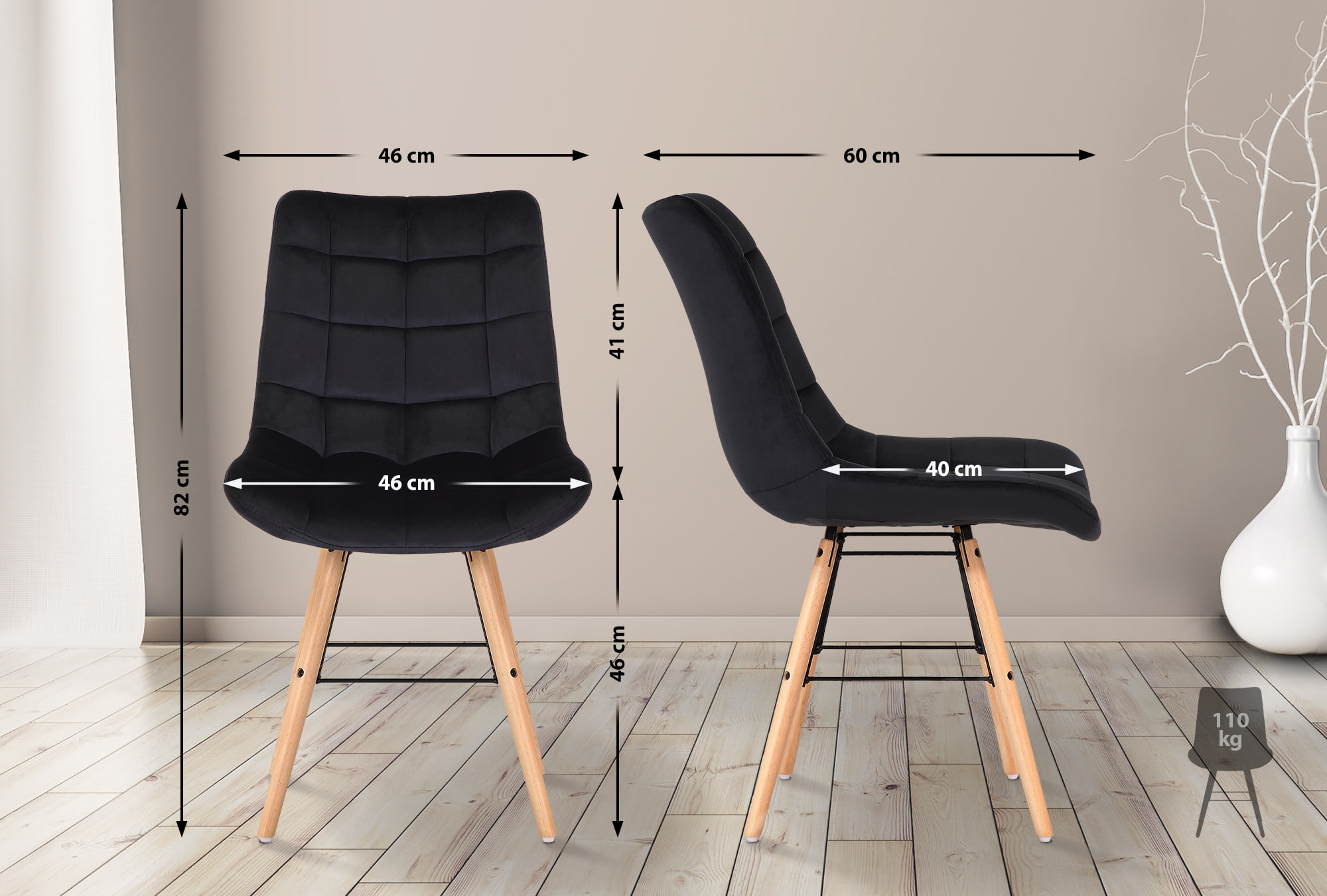 Set di 2 sedie da pranzo Leni Velvet